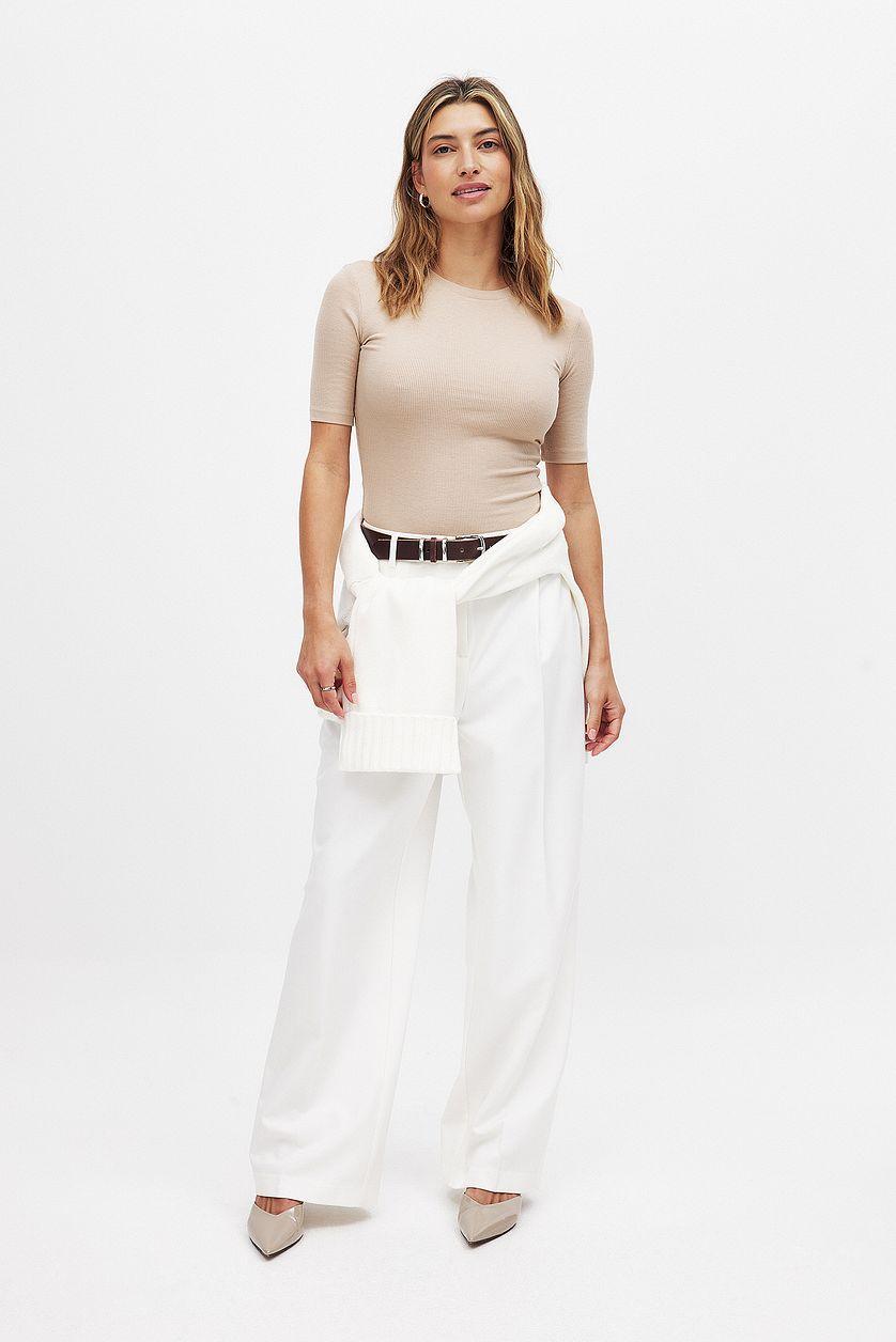 Round Neck Ribbed Top Product Image