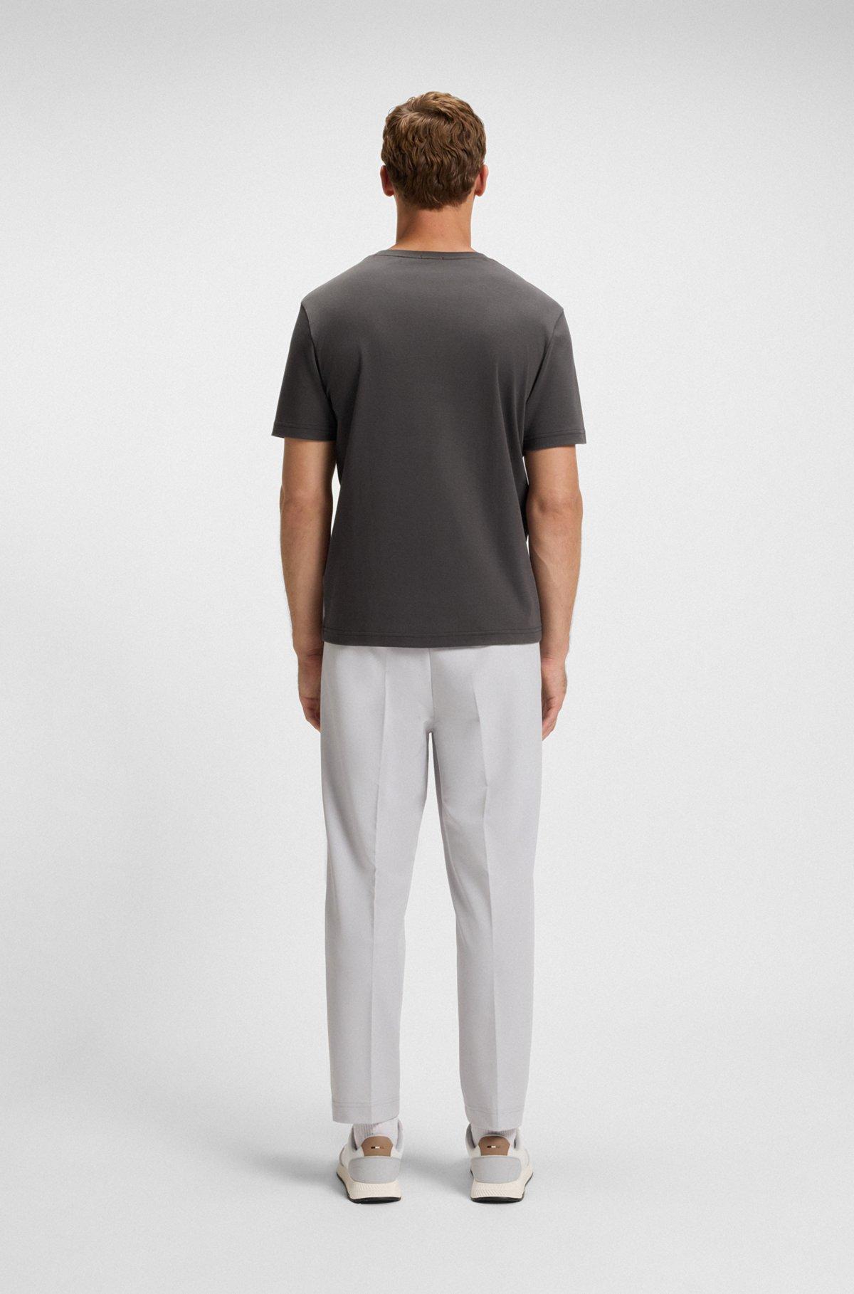BOSS - Pima-cotton T-shirt with gloss logo - Dark Grey Product Image