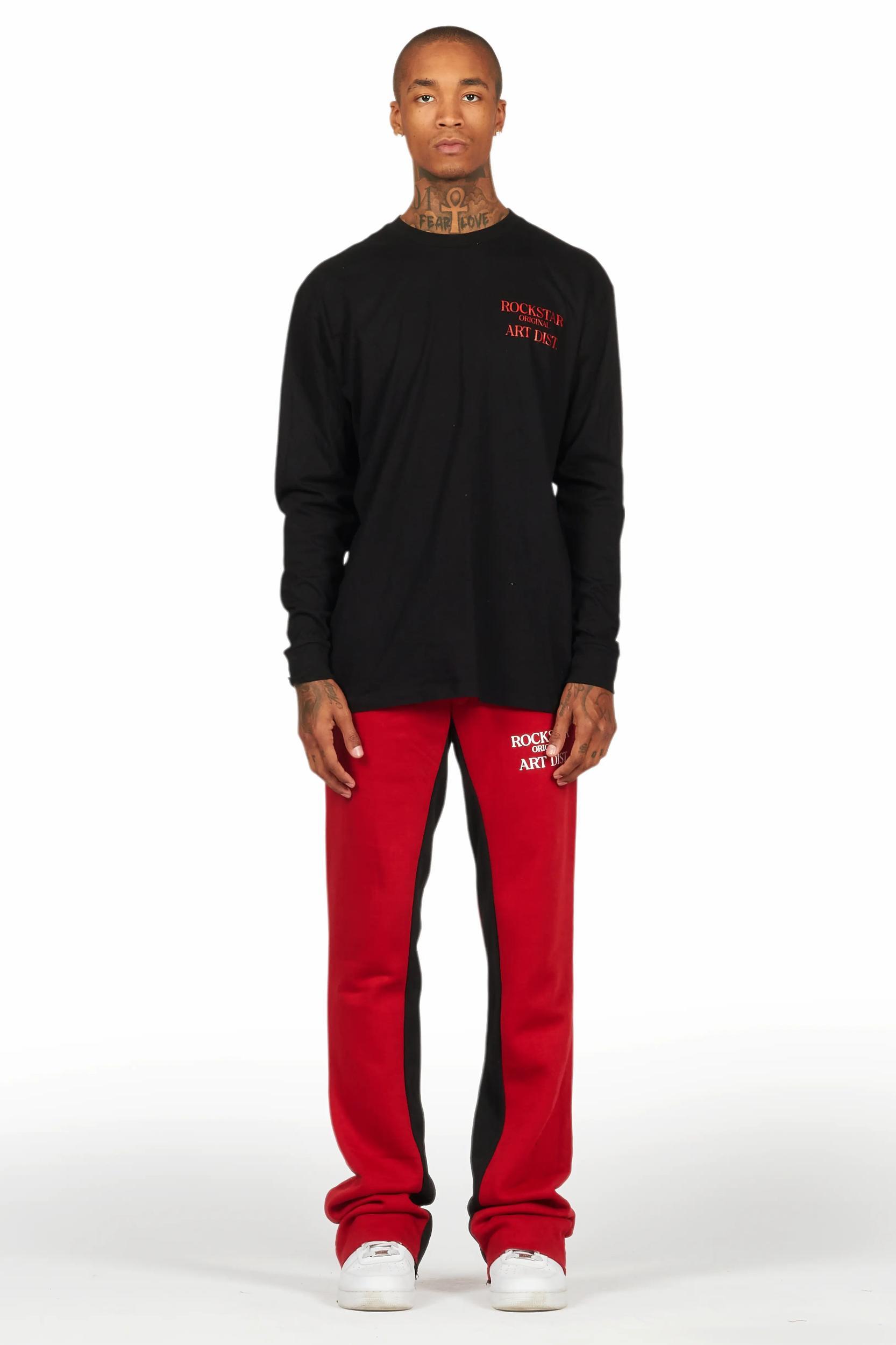 Briggs Burgundy Long Sleeve T-Shirt/Baggy Pant Set Male Product Image