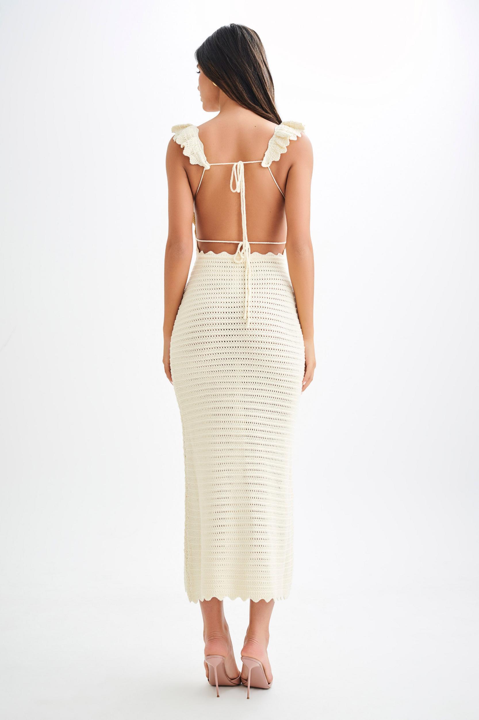 Perpetua Knit Contrast Maxi Dress - Cream Product Image