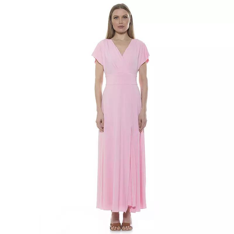 Women's ALEXIA ADMOR Brielle Surplice Maxi Dress, Size: XS, Brown Team Product Image