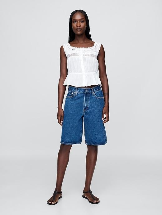 Lace-Trim Peplum Crop Top Product Image