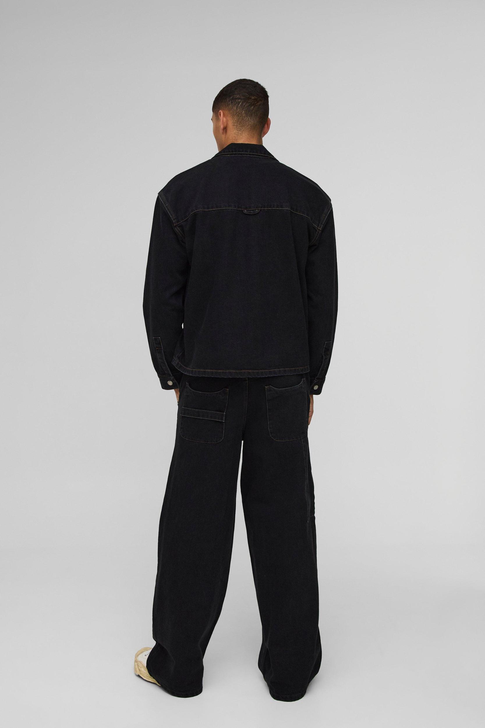 Oversized Carpenter Pocket Denim Shirt | boohooMAN USA Product Image