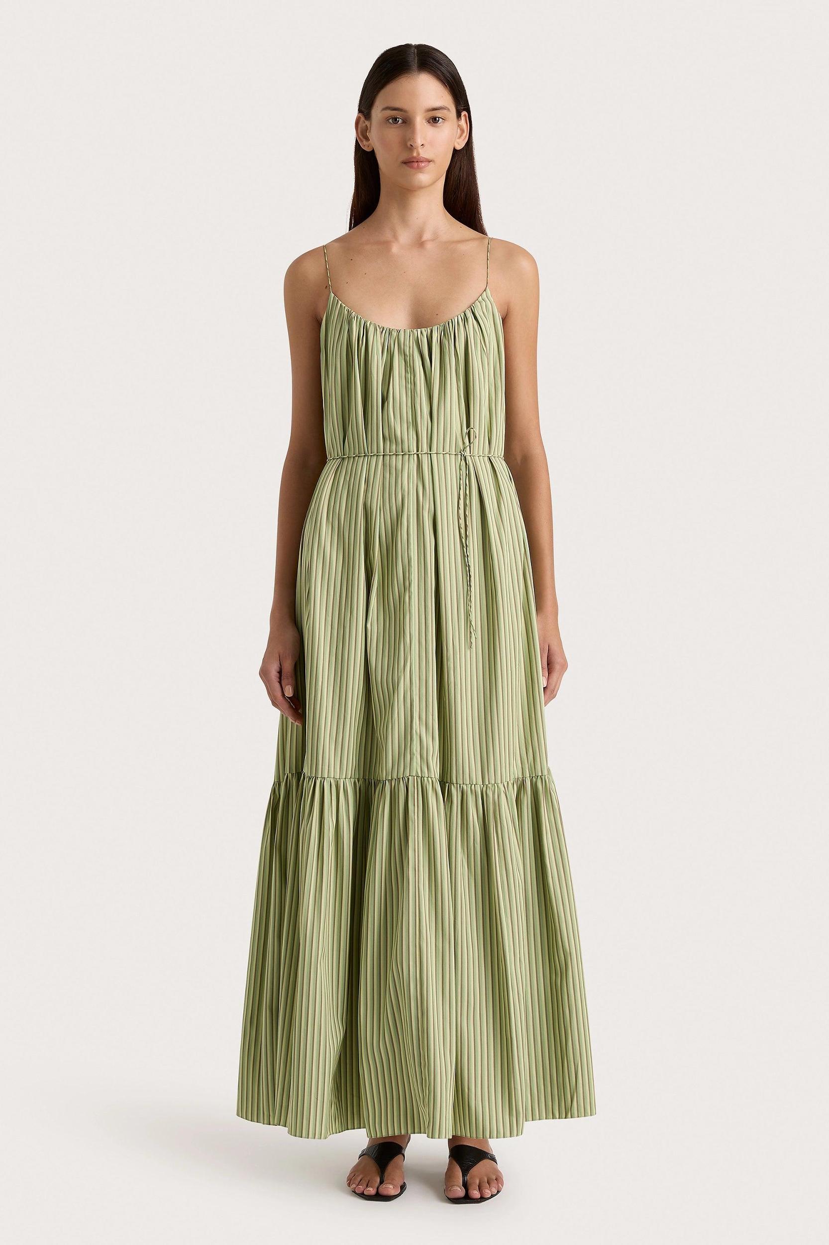 Elodie Maxi Dress Green Stripe - Final Sale Product Image