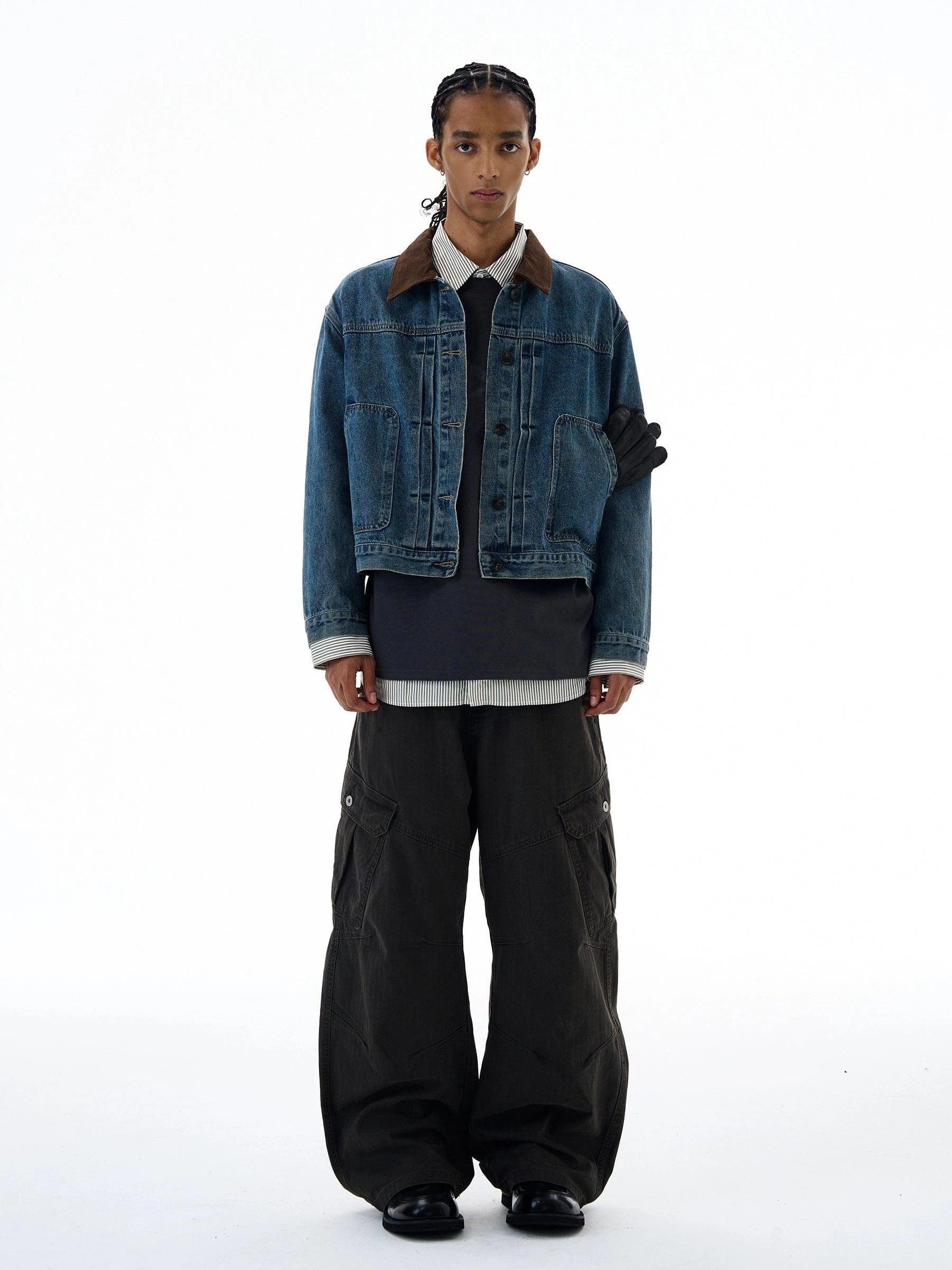 RT No. 19557 BROWN COLLAR DENIM JK Product Image
