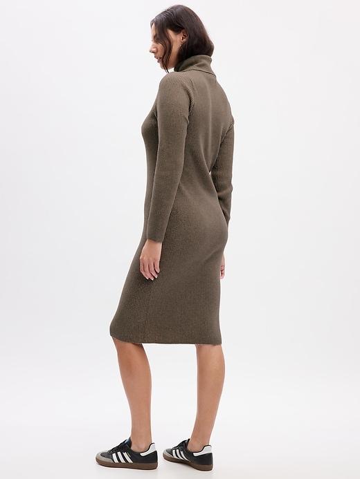 Turtleneck Rib Midi Sweater Dress Product Image