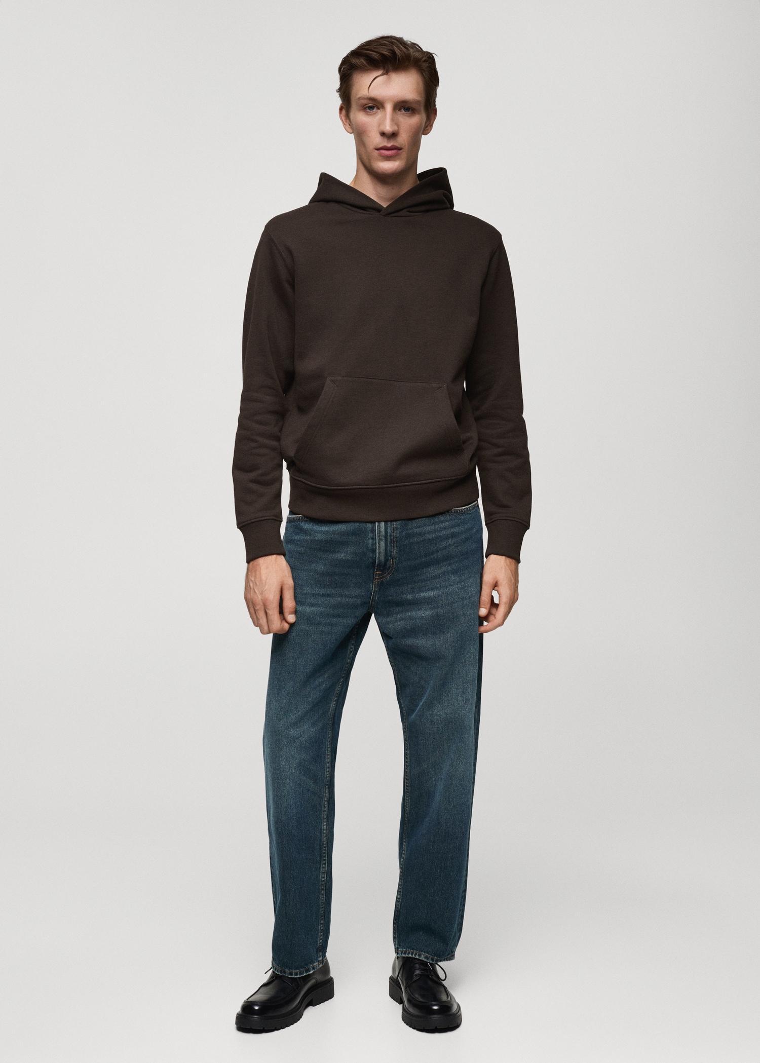Cotton kangaroo-hooded sweatshirt - Men | MANGO USA Product Image