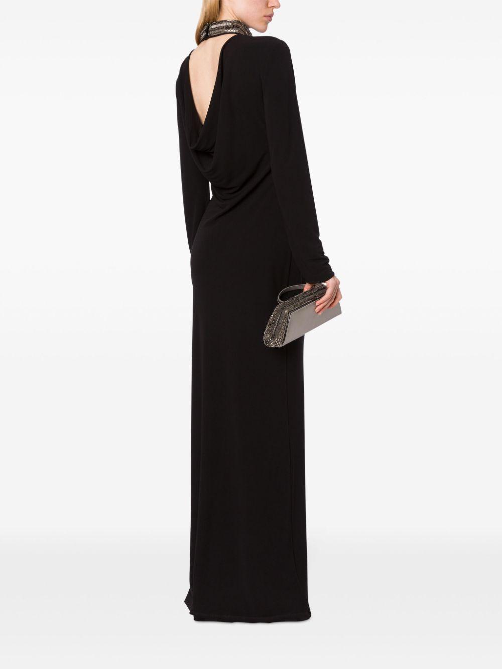 ALBERTA FERRETTI Crystal-embellished Crepe Gown In Black Product Image
