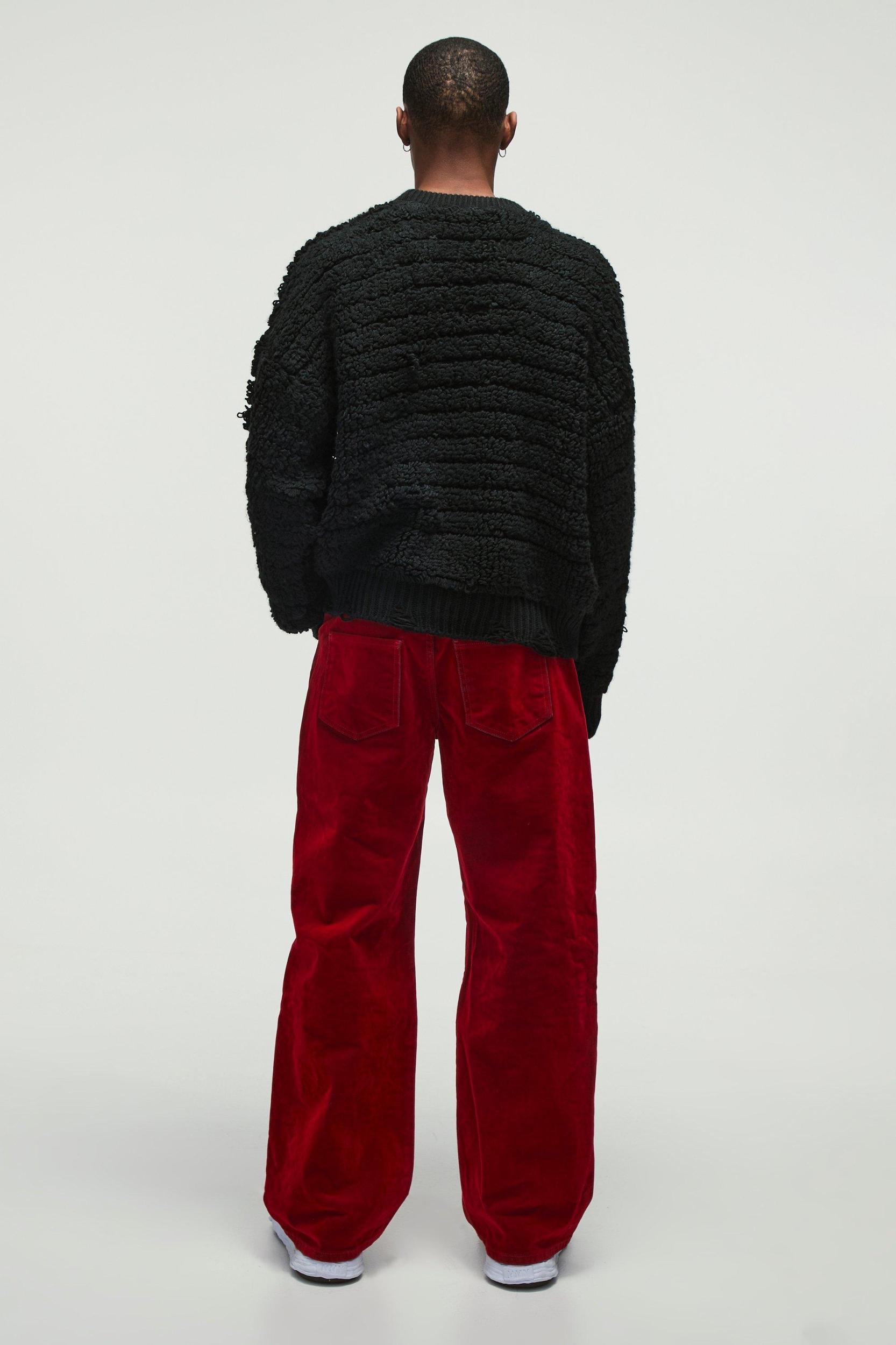 Relaxed Rigid Flocked Denim Jeans | boohooMAN USA Product Image