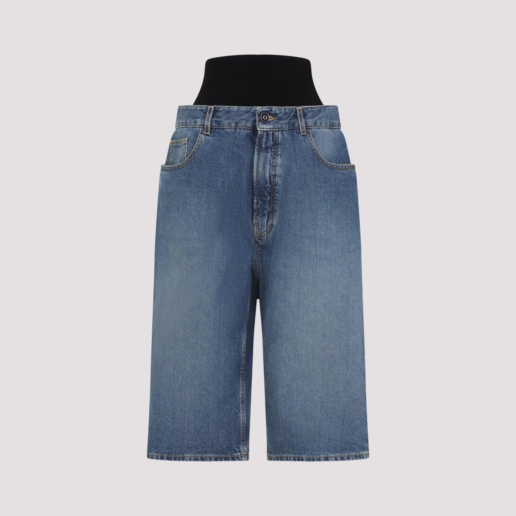 ALAÏA Cropped Barrel-leg Jeans In Blue Product Image
