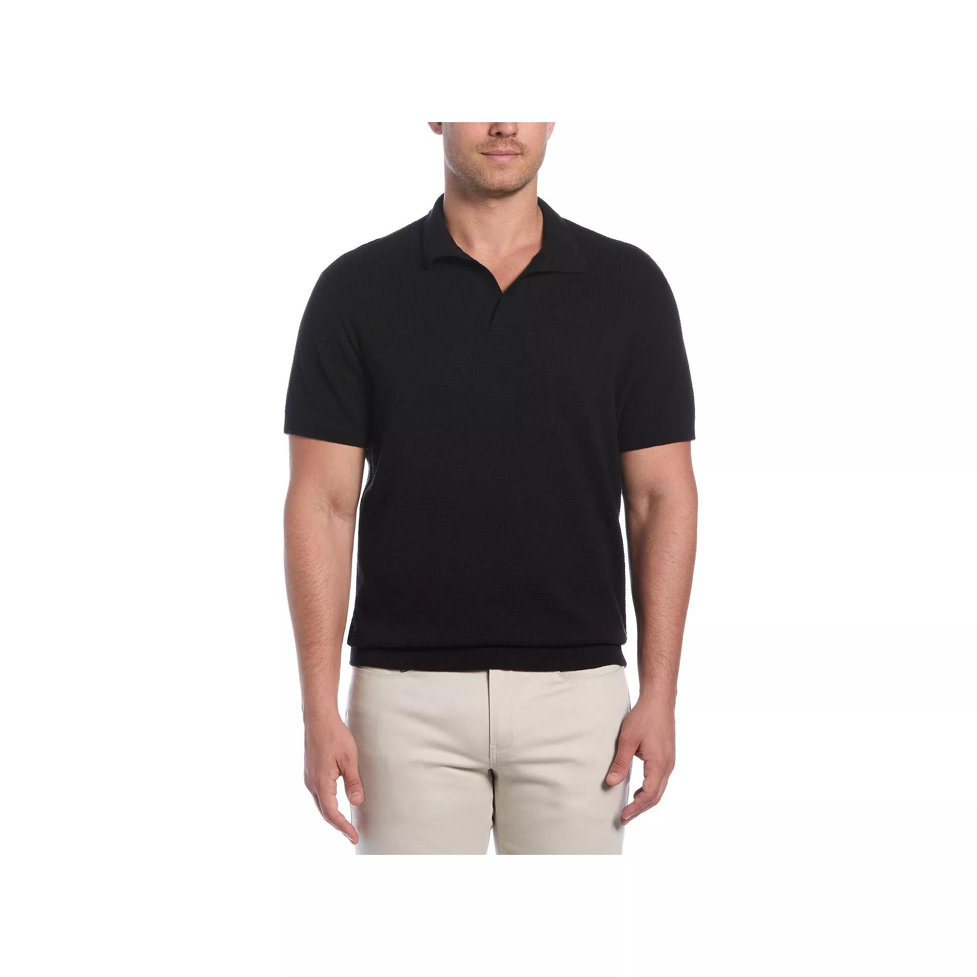 Men's Cubavera Textured Knit Short Sleeve Sweater, Size: XXL, Black Product Image
