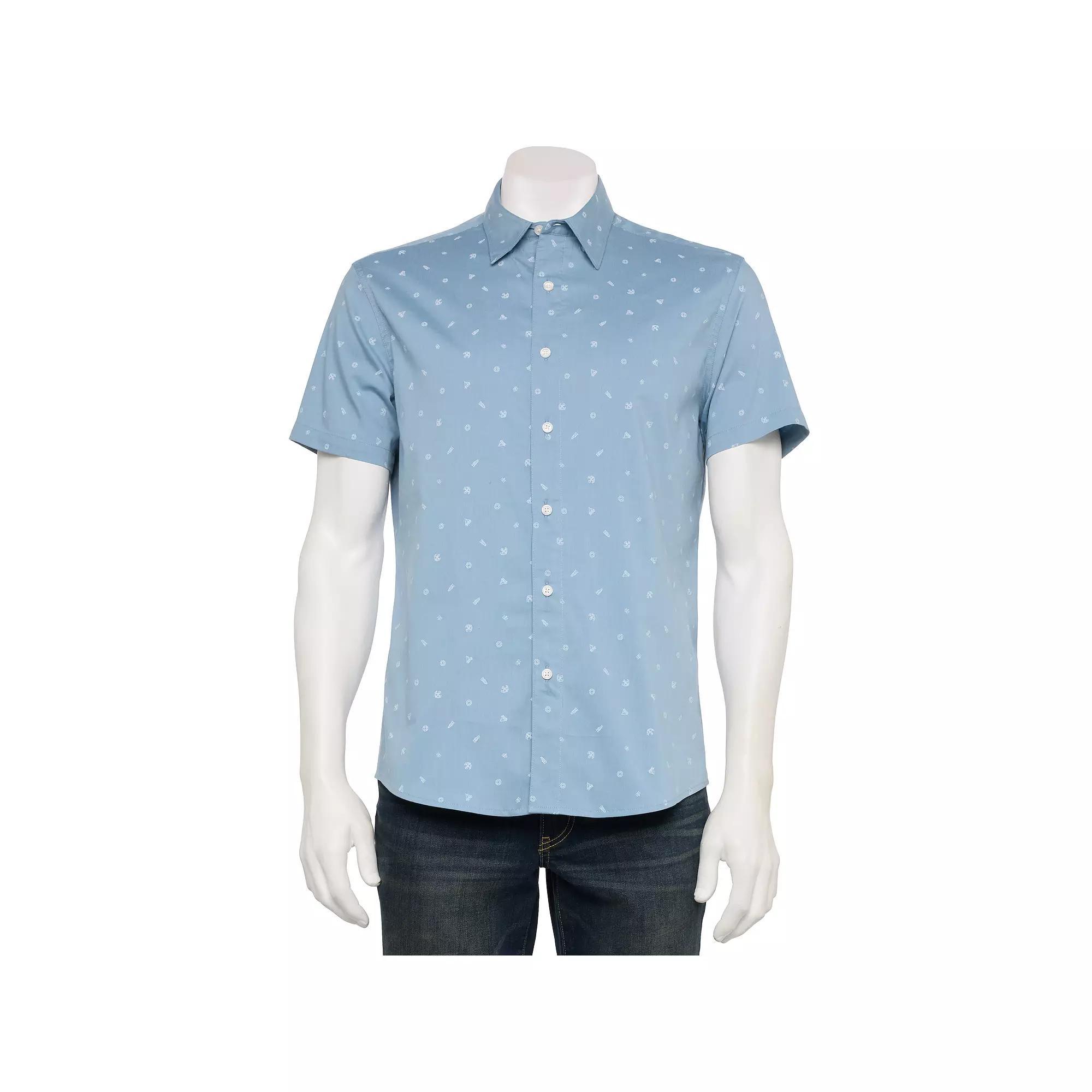Men's Sonoma Goods For Life® Adaptive Short Sleeve Performance Button-Down Shirt, Size: XL, Nautical Lt Blue Product Image