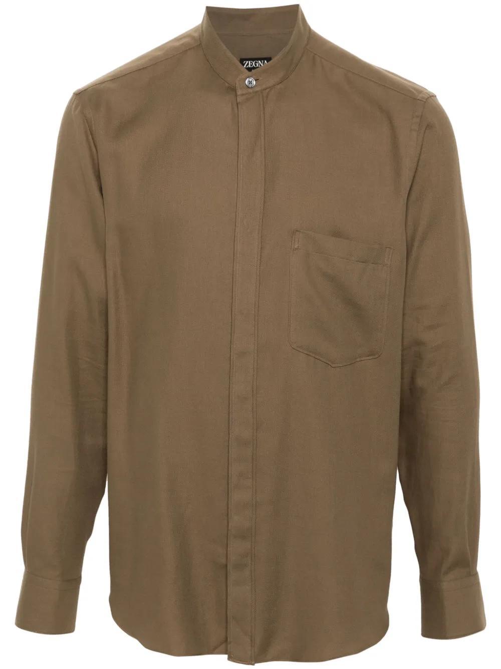 ZEGNA Band-collar Shirt In Grün Product Image