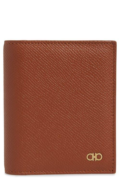 FERRAGAMO Double Gancio Tall Leather Wallet In New Cognac Product Image
