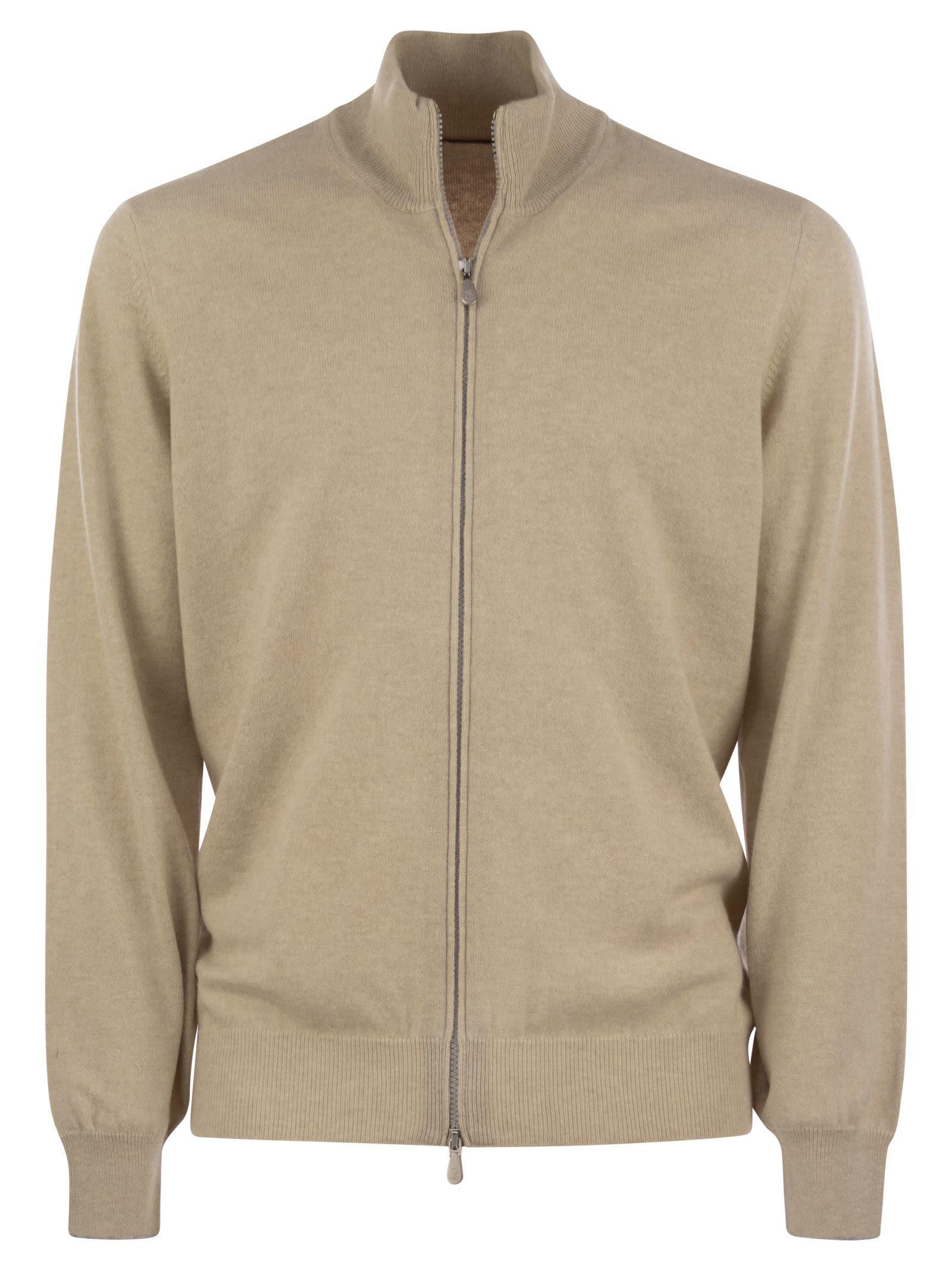 BRUNELLO CUCINELLI Cardigan Zip Avena In Beige Product Image