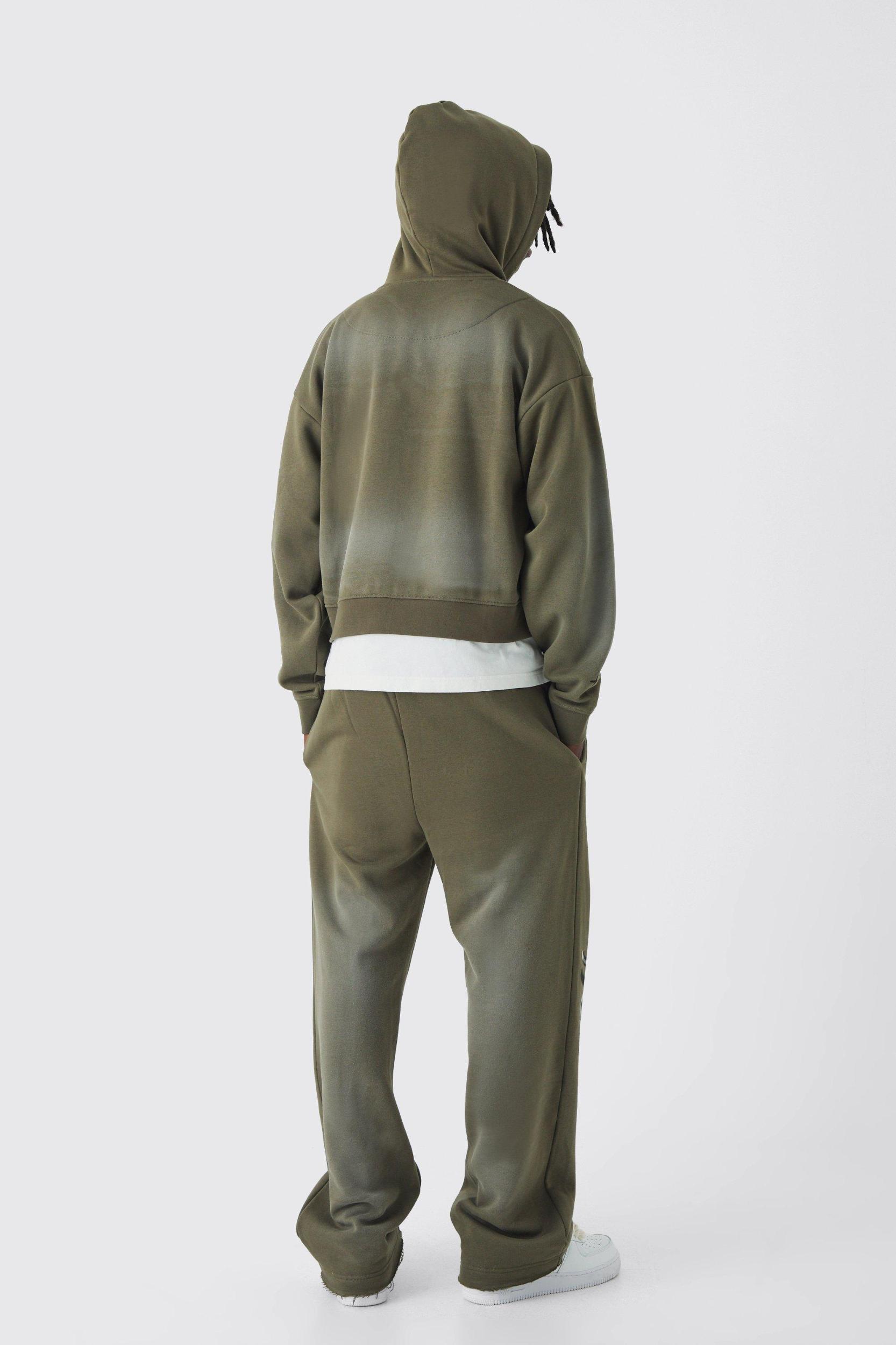 Relaxed Fit Flare Graphic Distressed Brushback Sweatpants | boohooMAN USA Product Image