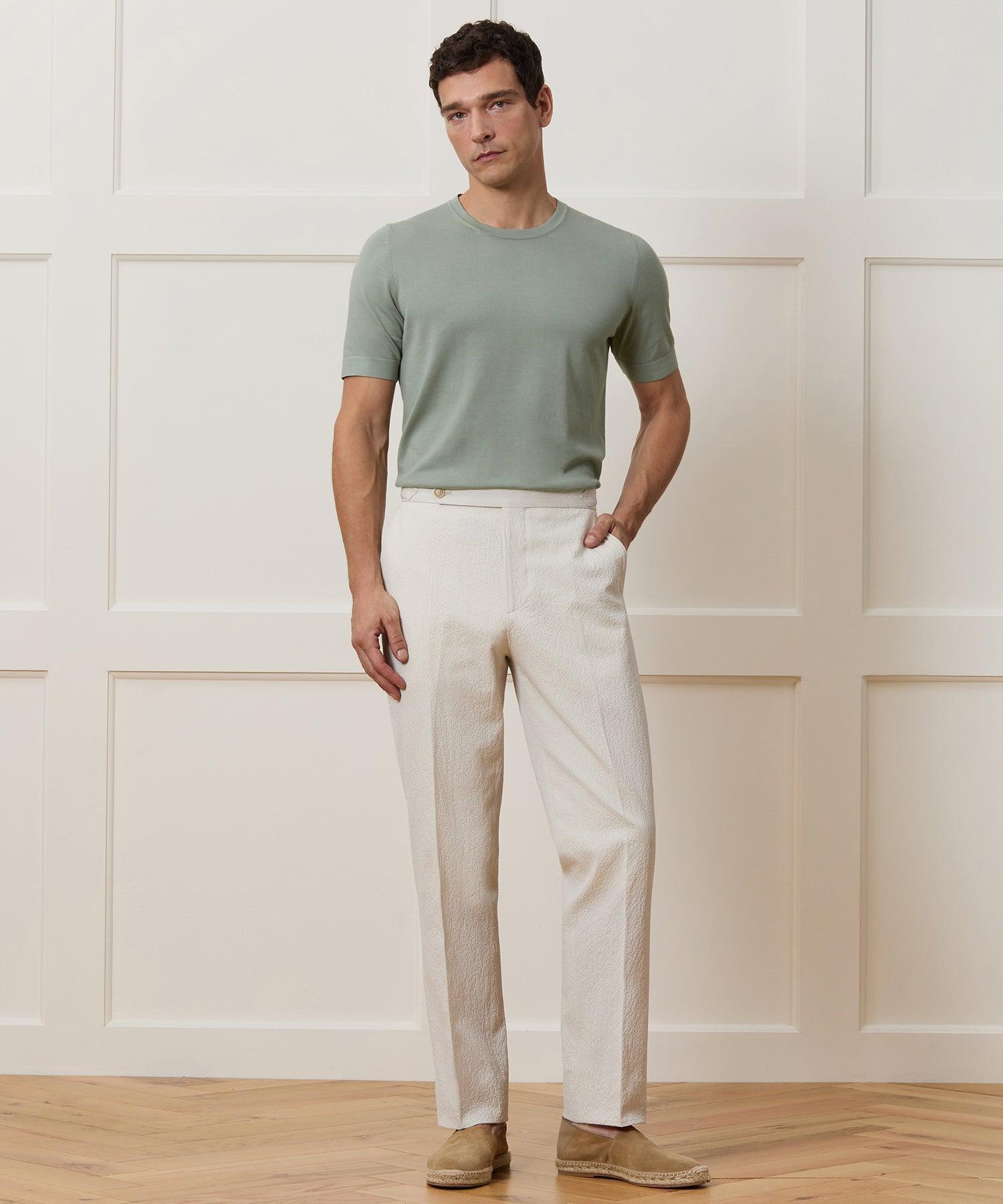 Italian Seersucker Double-Breasted Suit Jacket Product Image