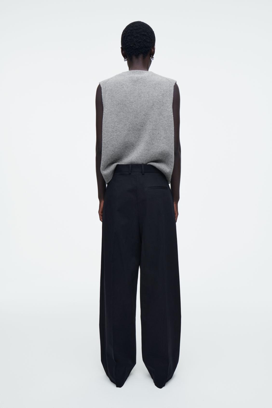RELAXED COTTON WIDE-LEG PANTS Product Image