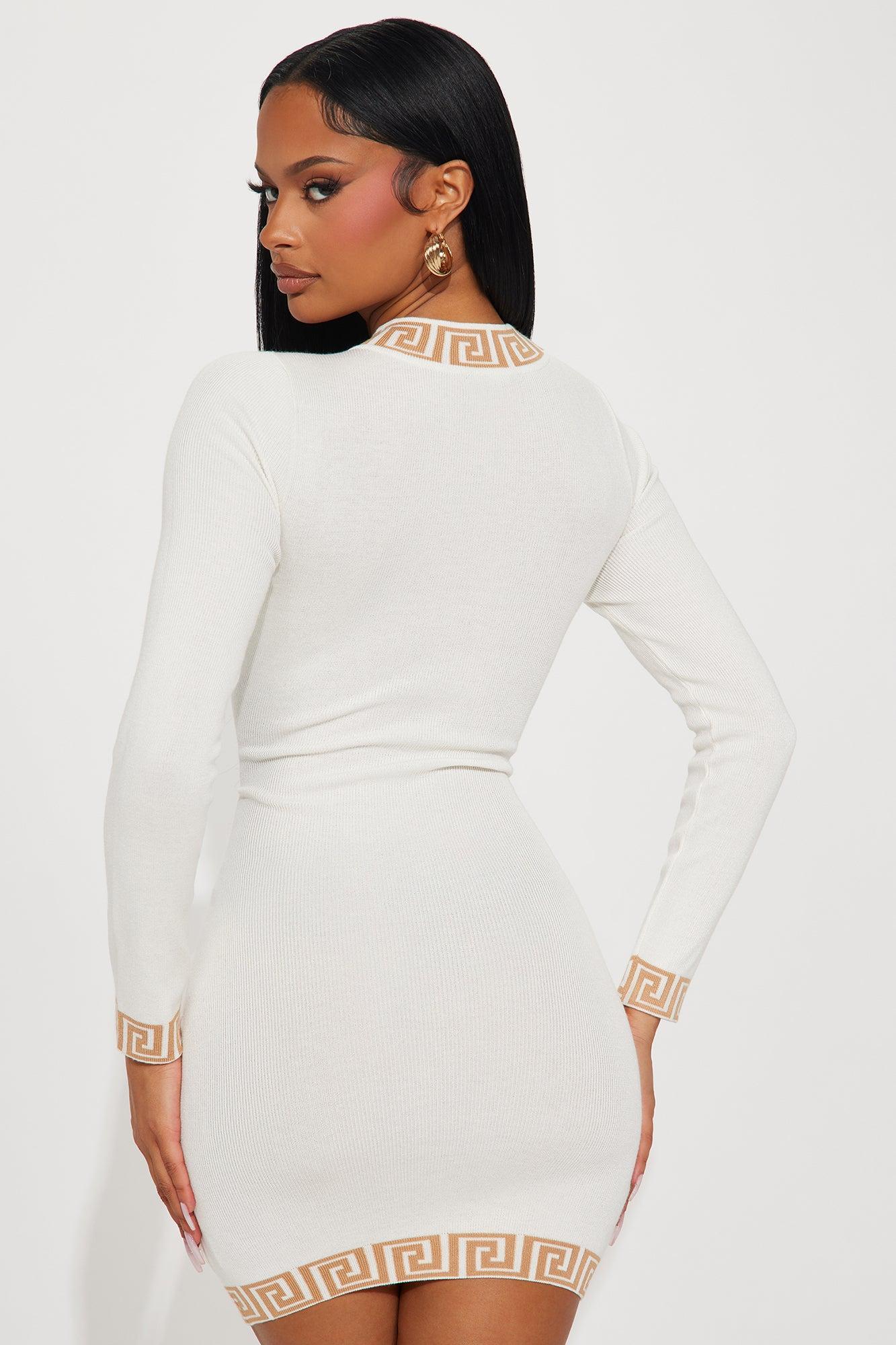 Chilly Season Sweater Mini Dress - Ivory/combo Female Product Image