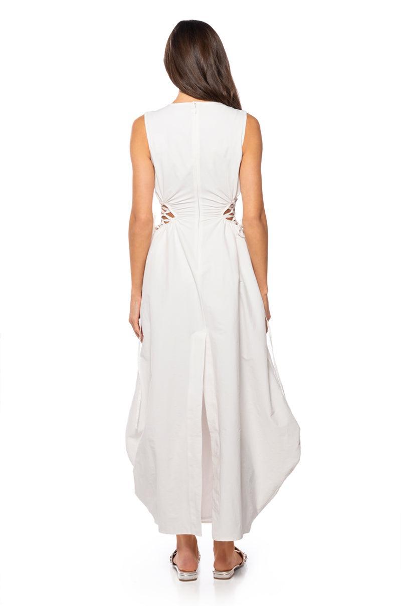 ALINA LACE UP DETAIL MAXI DRESS IN WHITE Product Image