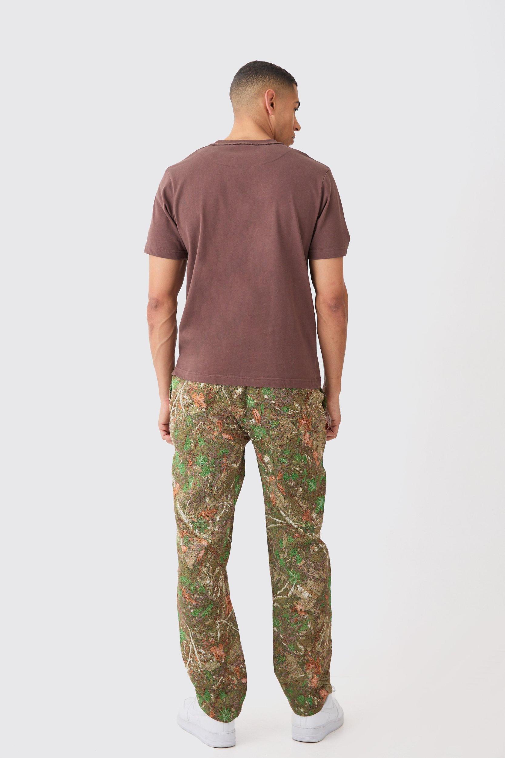 Elasticated Waist Straight Leg Camo Tapestry Pants | boohooMAN USA Product Image