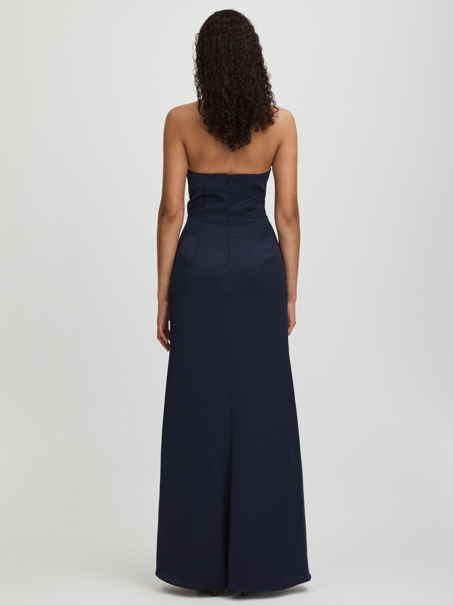 Gemi Navy Halston Satin Halter Neck Maxi Dress Product Image