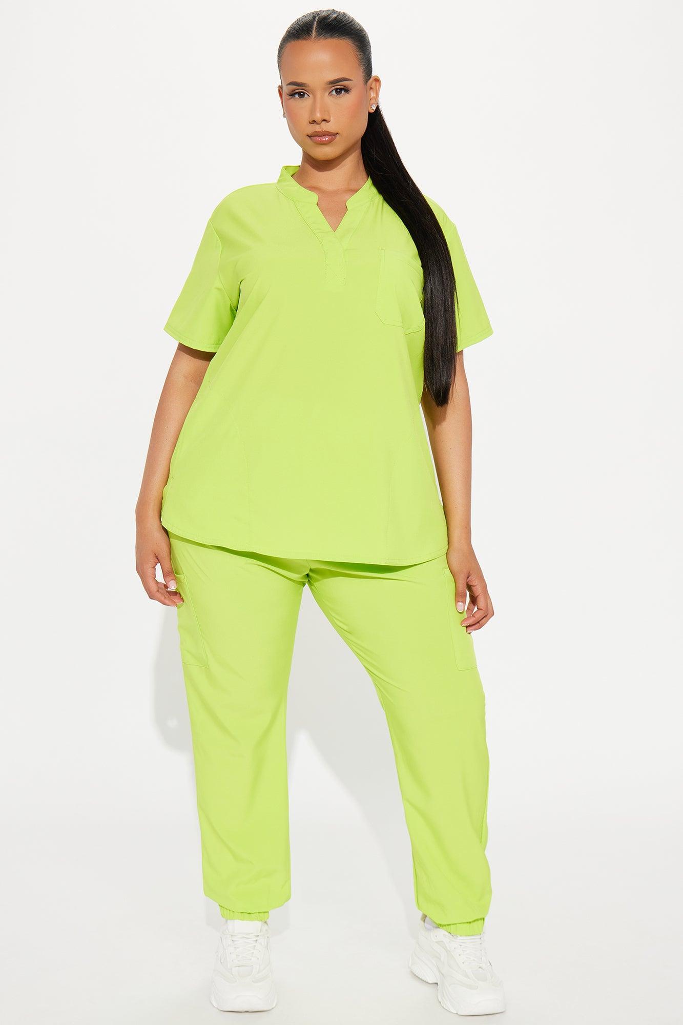 Take Care Stretch Scrub Uniform Jogger Set  - Lime Female Product Image