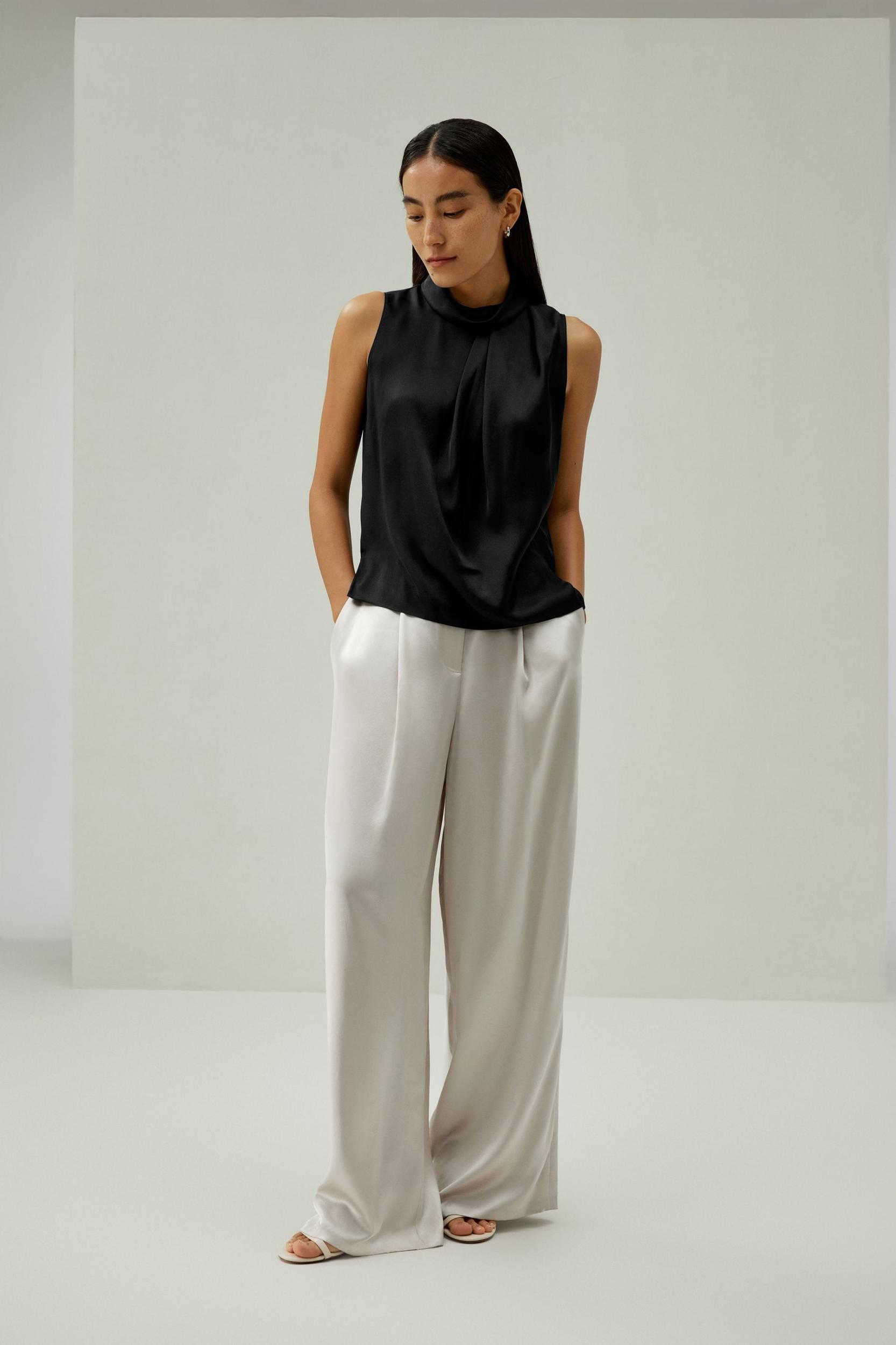 Asymmetrical Sleeveless Cowl Neck Top Product Image