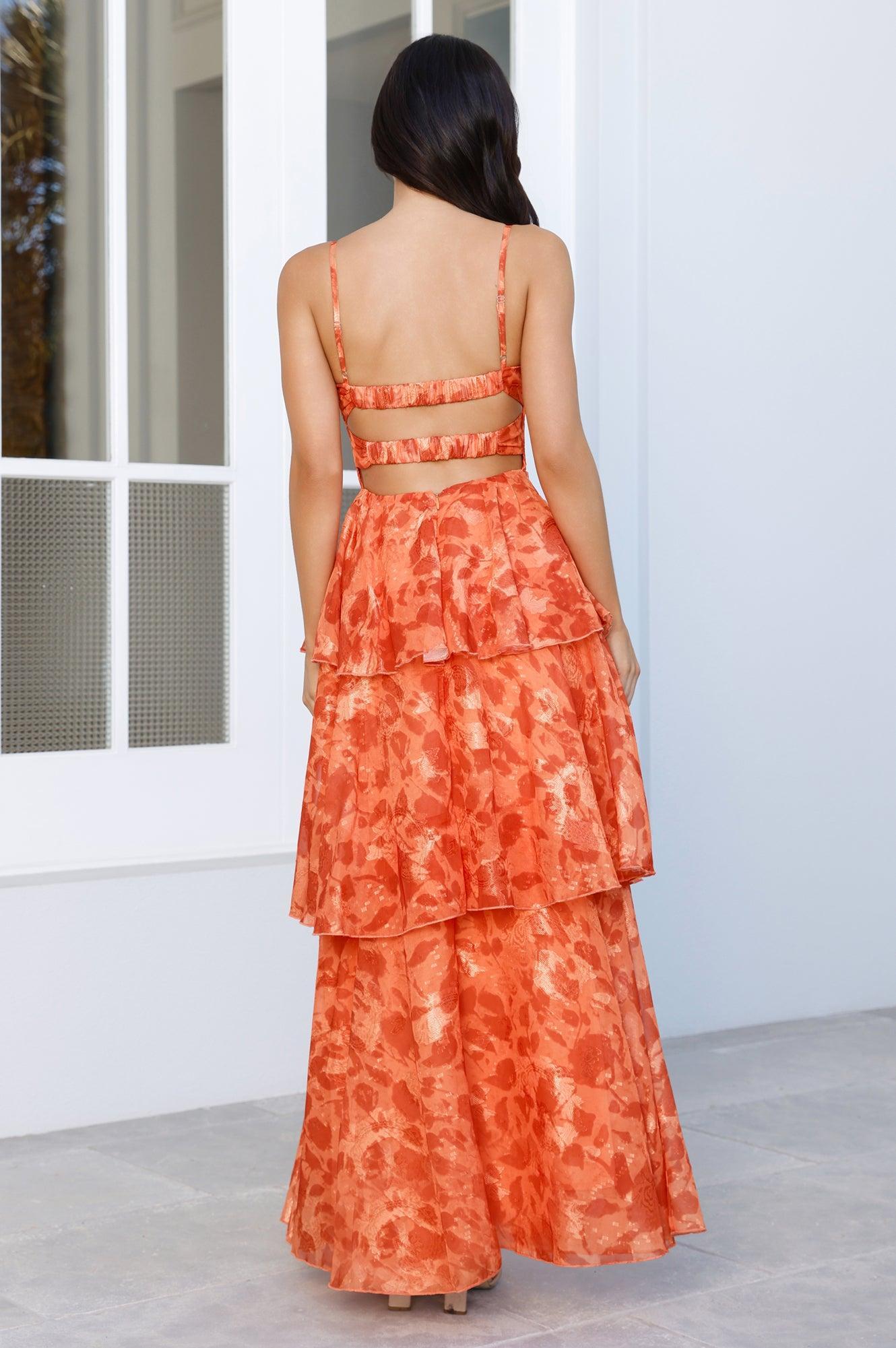 Painted Promises Maxi Dress Orange Product Image
