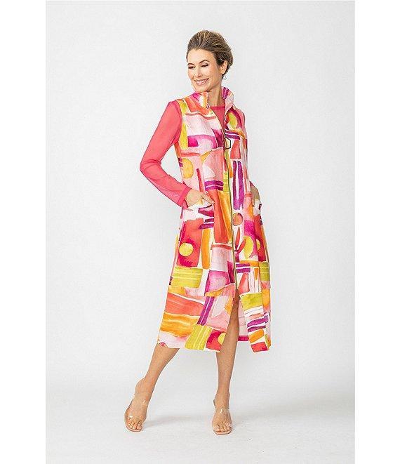IC Collection Abstract Geo Print High Wire Collar Sleeveless Print Dress Product Image