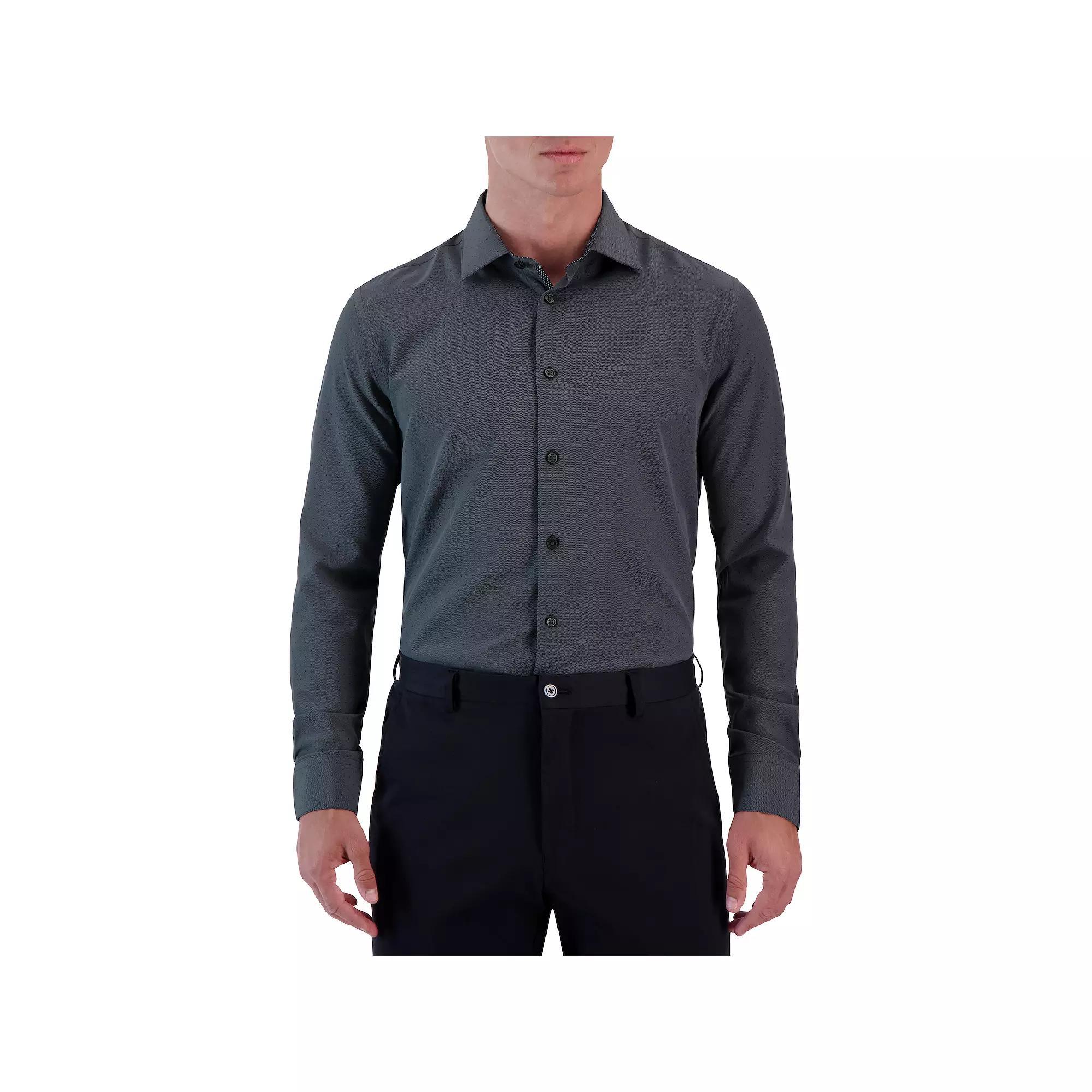 Men's Report Collection Slim-Fit Performance Dress Shirt, Size: 16-32/33, Gray Herringbone Dot Product Image