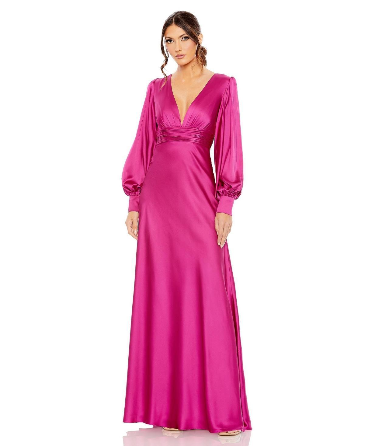 Womens Ieena Satin Bishop-Sleeve Gown Product Image