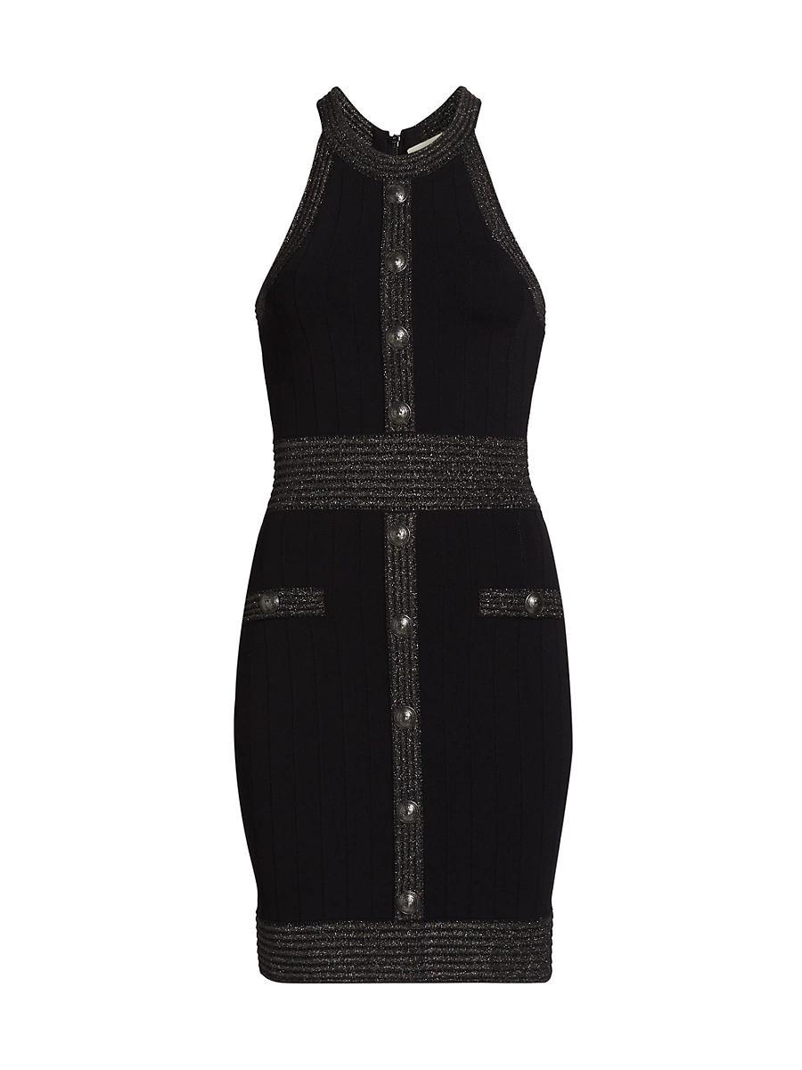 Womens Anissa Metallic Knit Button Minidress Product Image