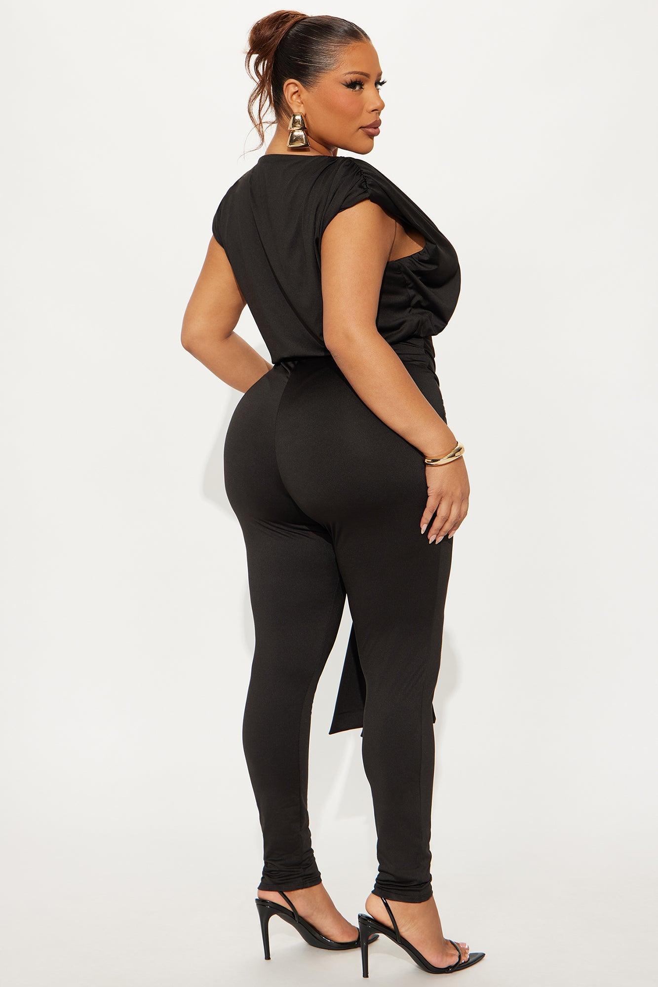 The Edit Short Sleeve Skinny Jumpsuit - Black Product Image