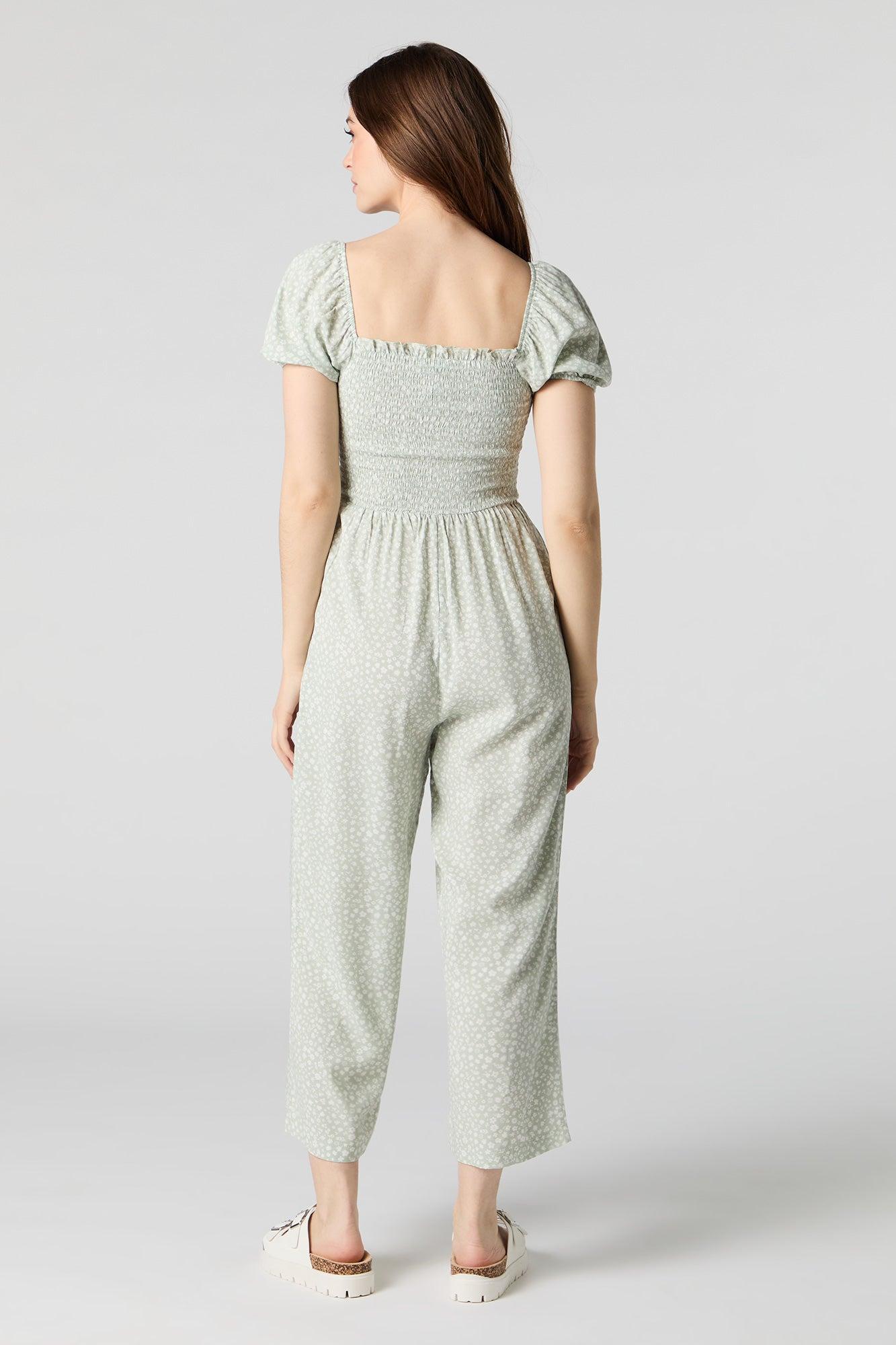 Printed Smocked Jumpsuit Female Product Image