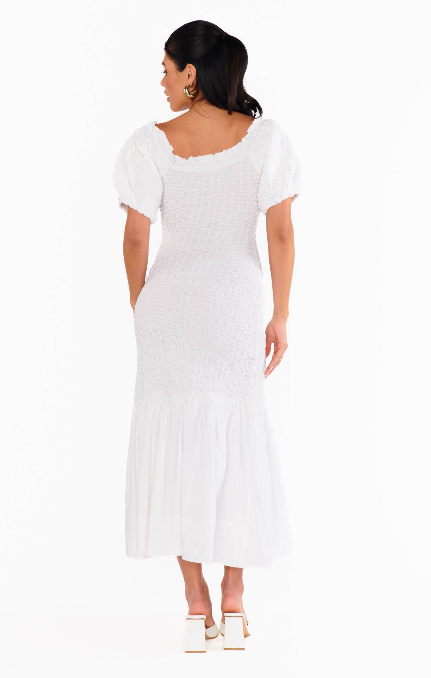 Rom Com Midi Dress ~ White Texture Stretch Product Image