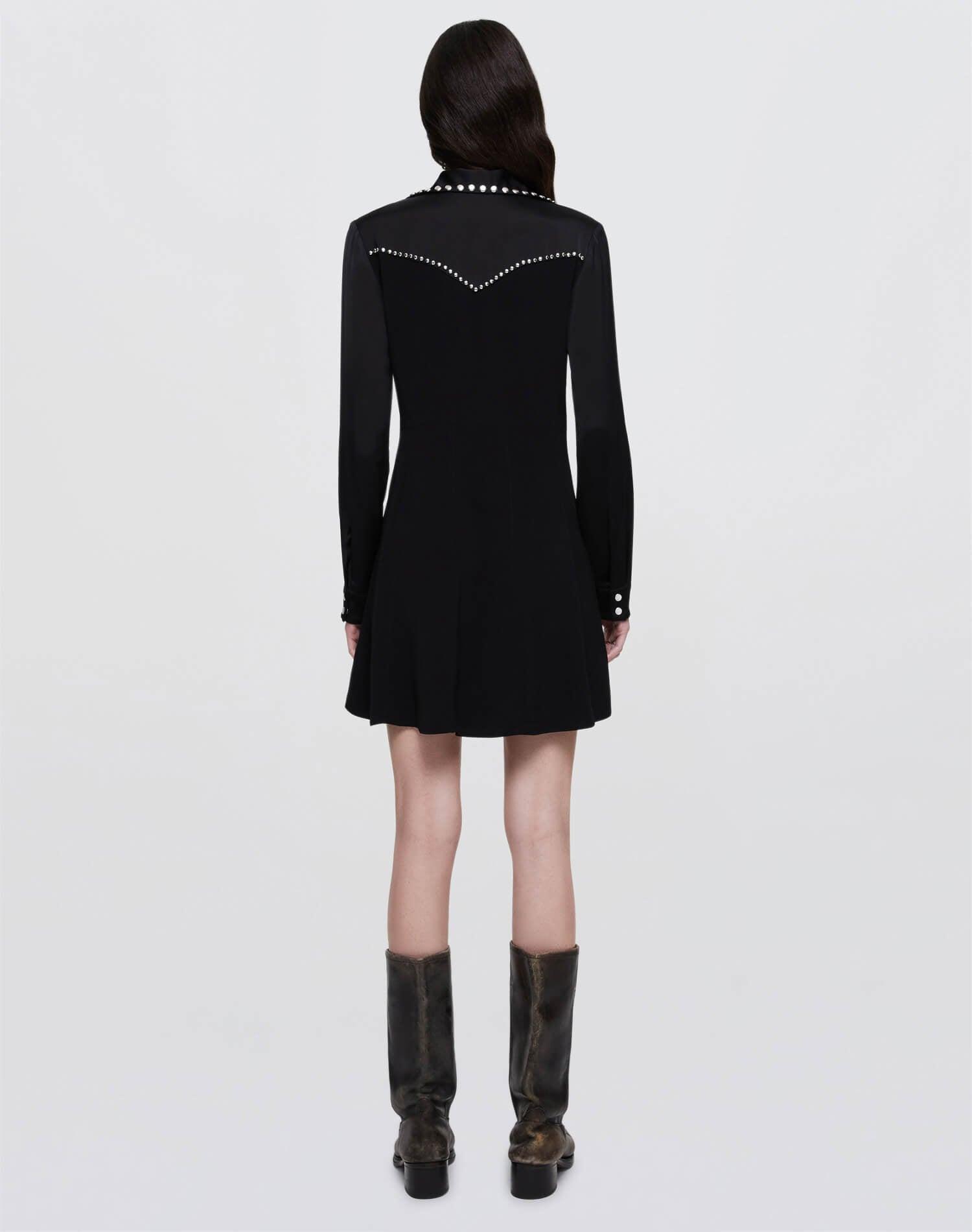 Short Western Yoke Dress - Black Female Product Image