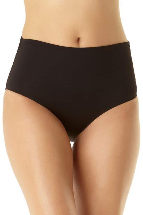Anne Cole Women's Live In Color Convertible High Waist Shirred Swim Bottom in Black at Nordstrom, Size Large Product Image