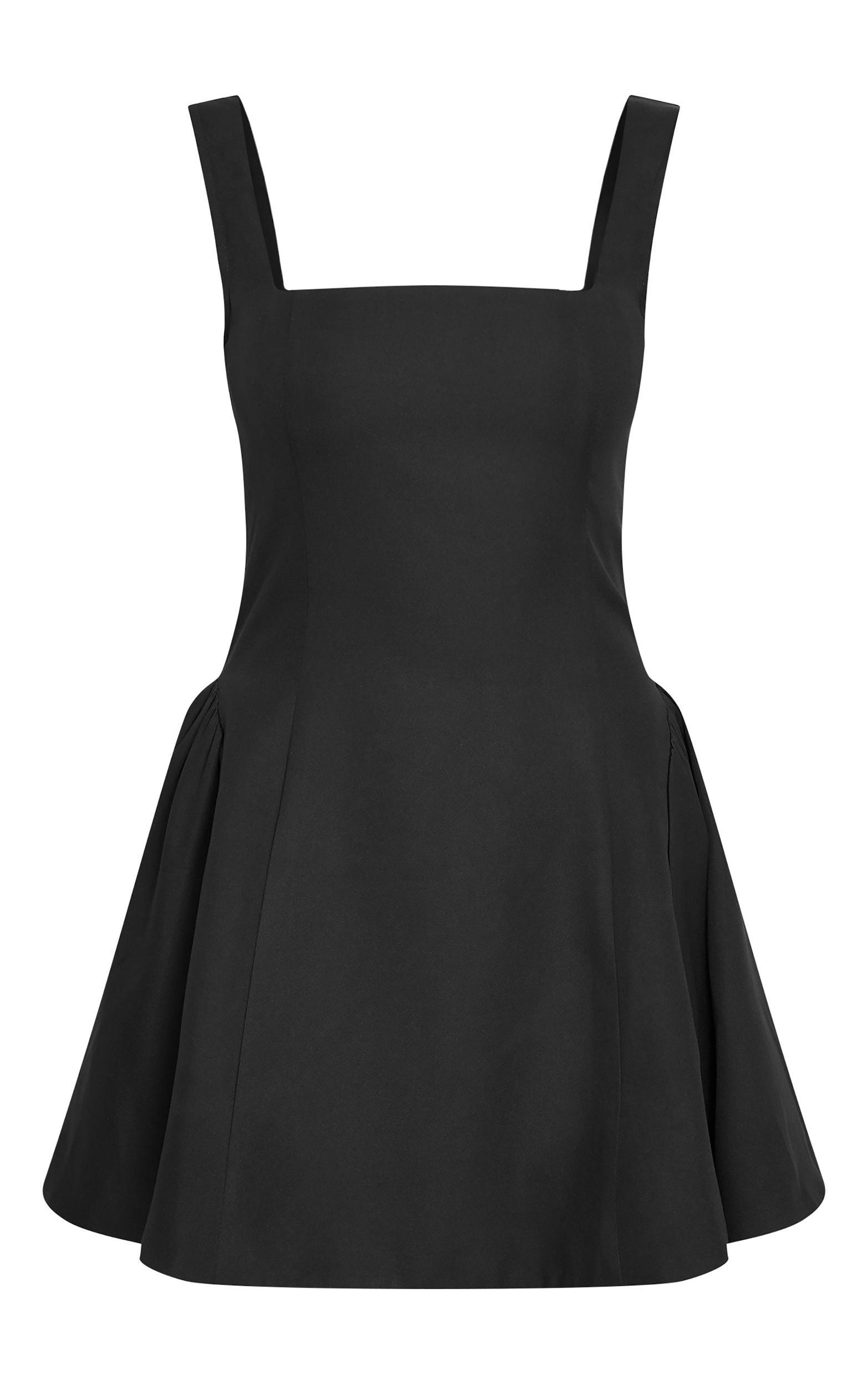 Black Hip Pleated Shift Dress Product Image