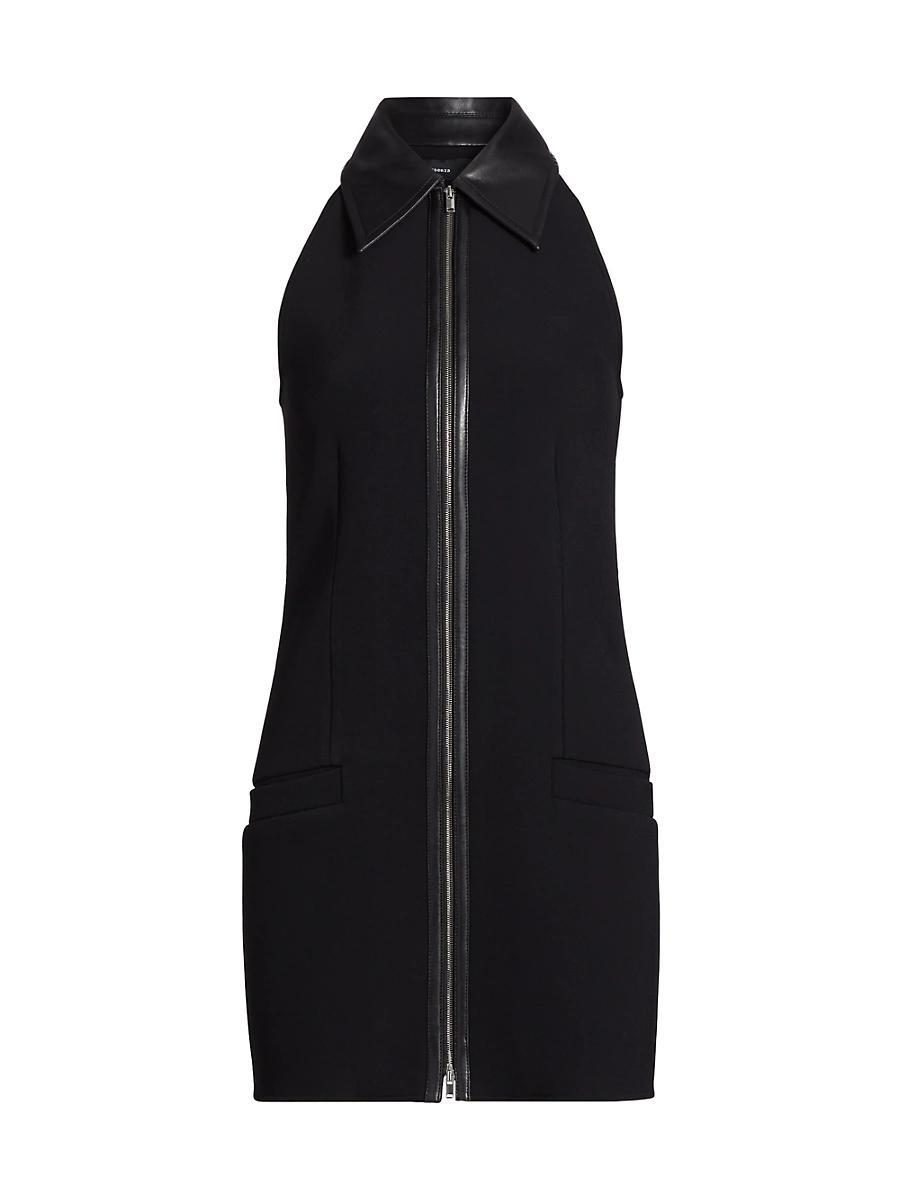 Womens Emi Leather-Trim Minidress Product Image