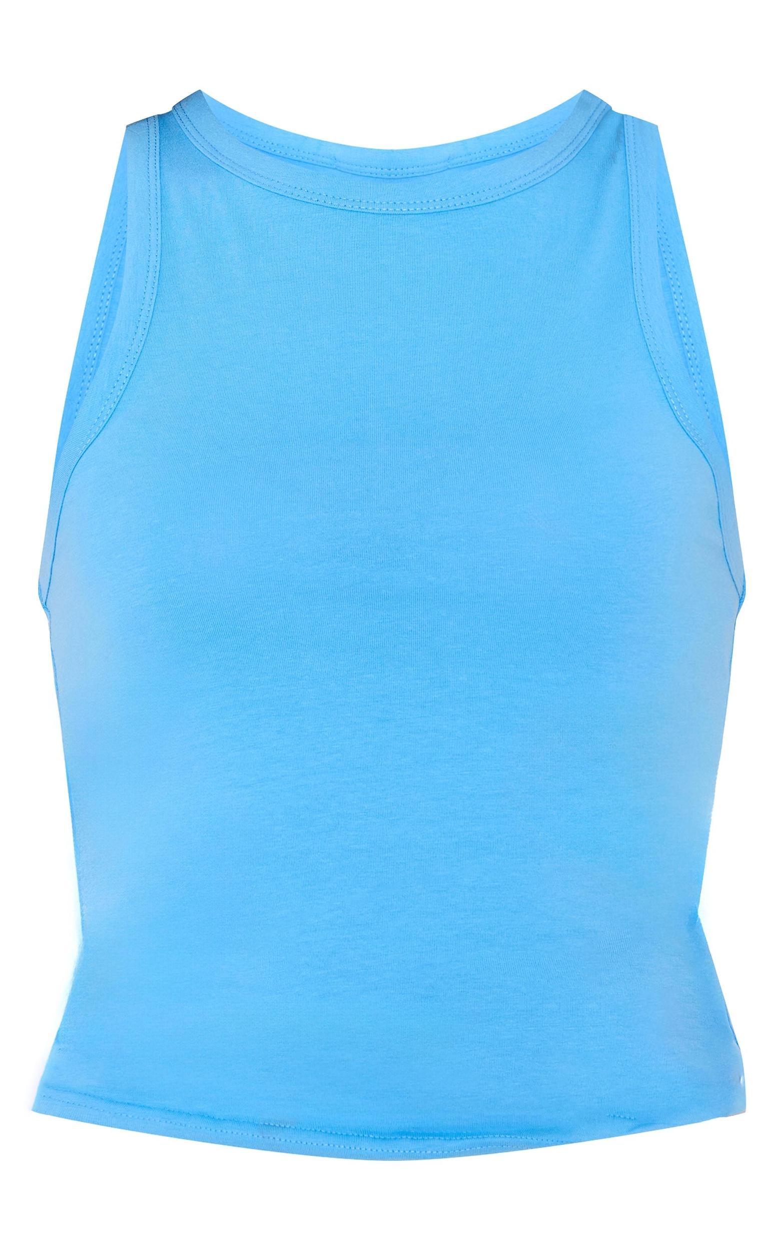 Bright Blue Cotton Racer Vest Top Product Image
