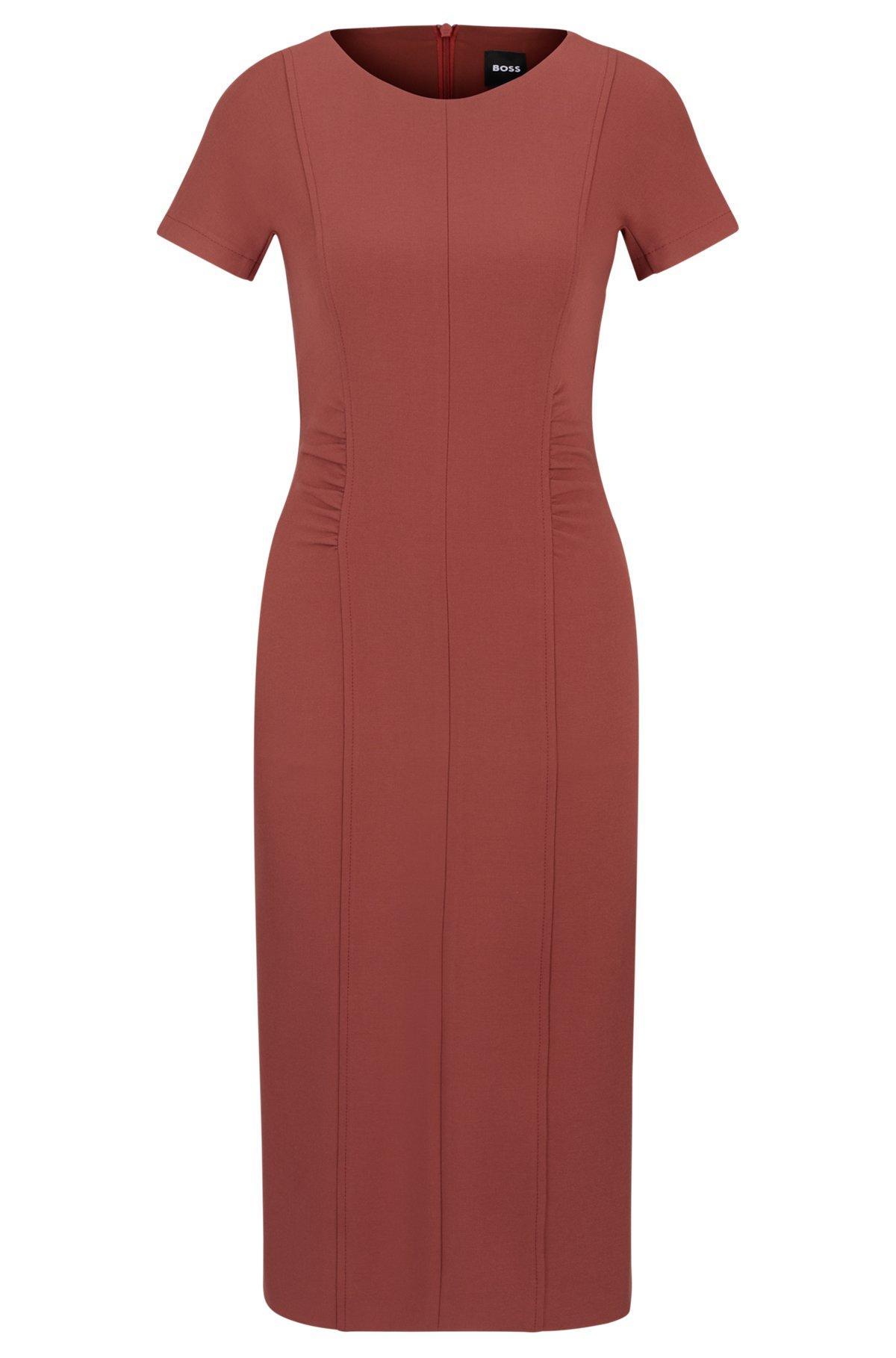 Slit-front business dress with gathered details Product Image