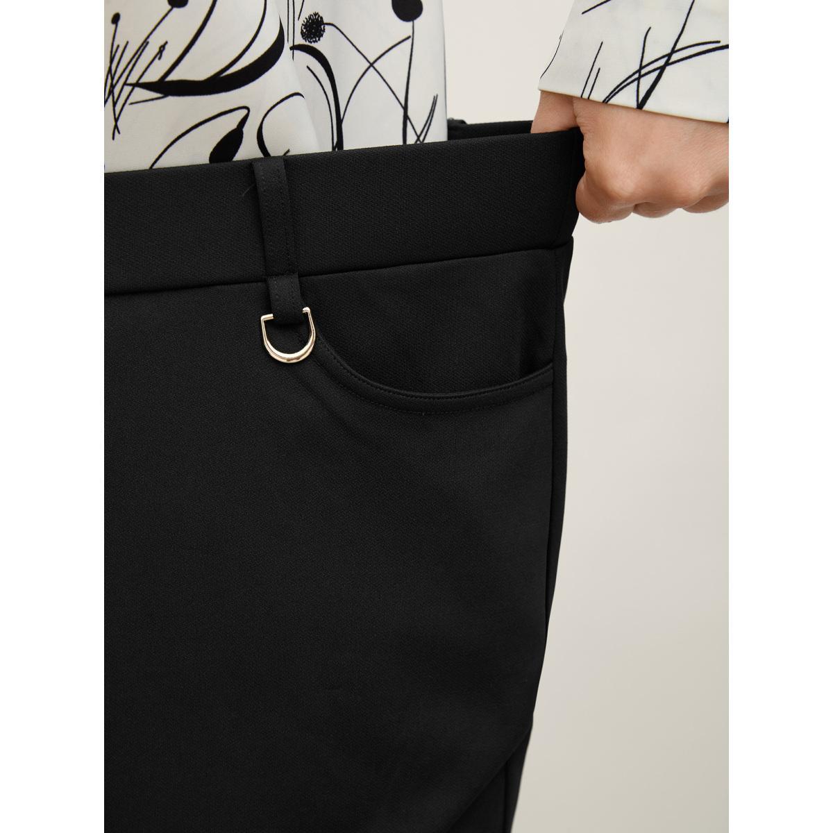 Plus Size Pull-On Solid Bootcut Pants Women Black Bodycon Mid Rise Work Pants BloomChic 30/6X Product Image