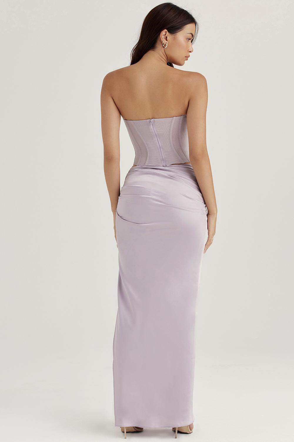 Jia  grey satin gathered maxi skirt Product Image