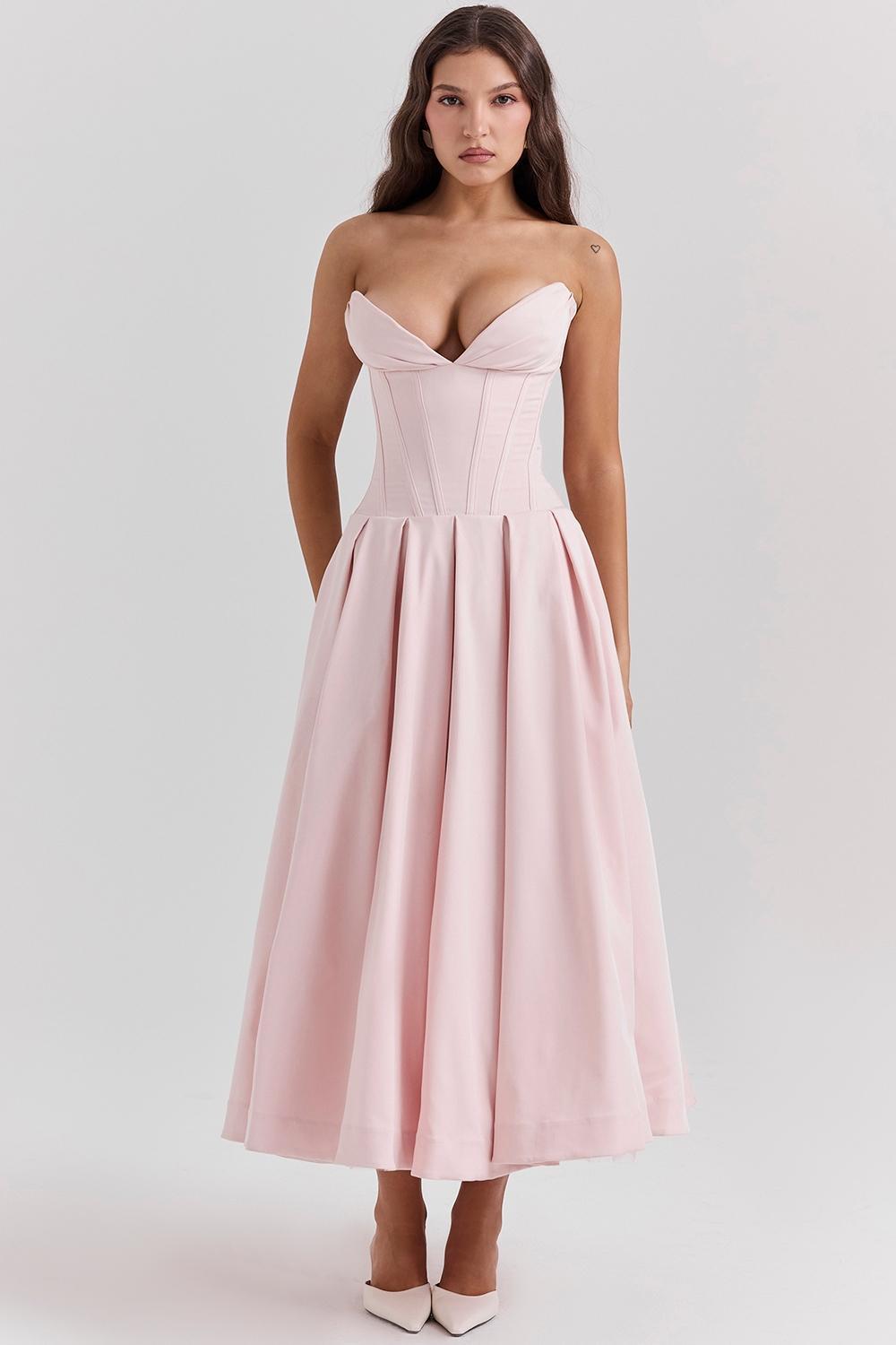 Lady Ballerina Pink Strapless Midi Dress Product Image