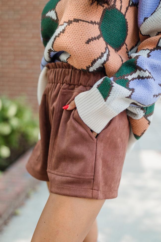 Final Moments Brown Suede Shorts FINAL SALE Product Image