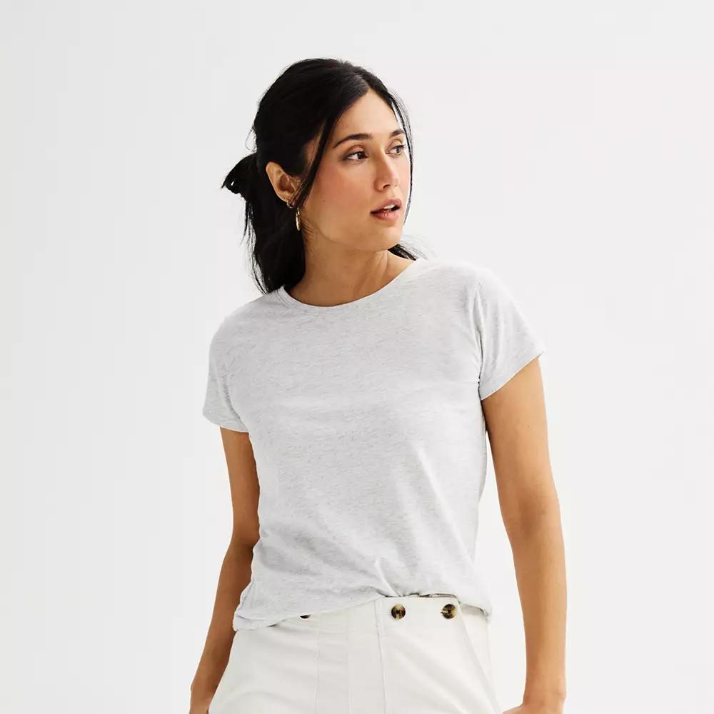 Women's Sonoma Goods For Life® Short-Sleeve Crew Tee, Size: XL, Light Gray Grey Product Image