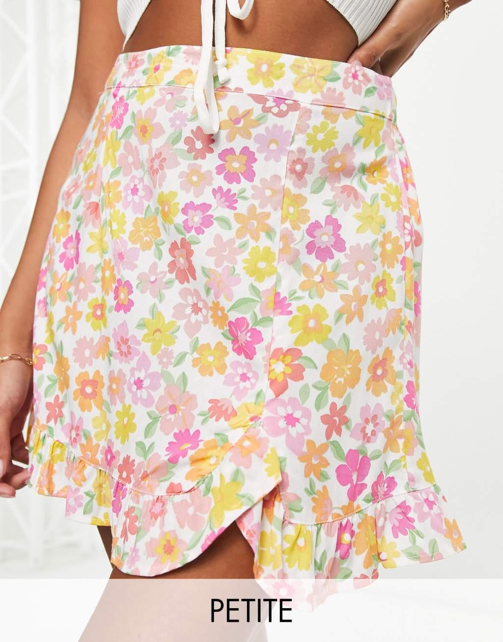 Miss Selfridge Petite button through mini skirt Product Image