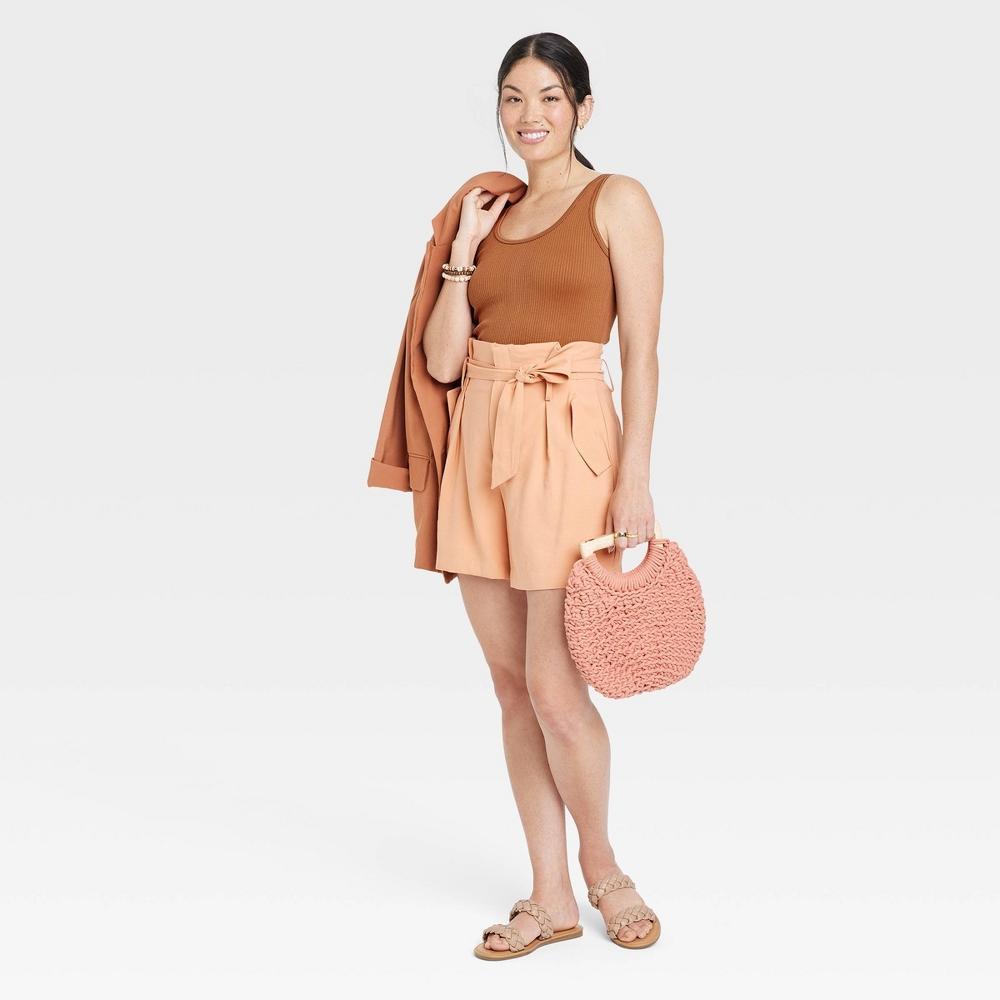 Women's Seamless Slim Fit Tank Top - A New Day™ Brown XS: Ribbed Scoopneck Pullover Product Image