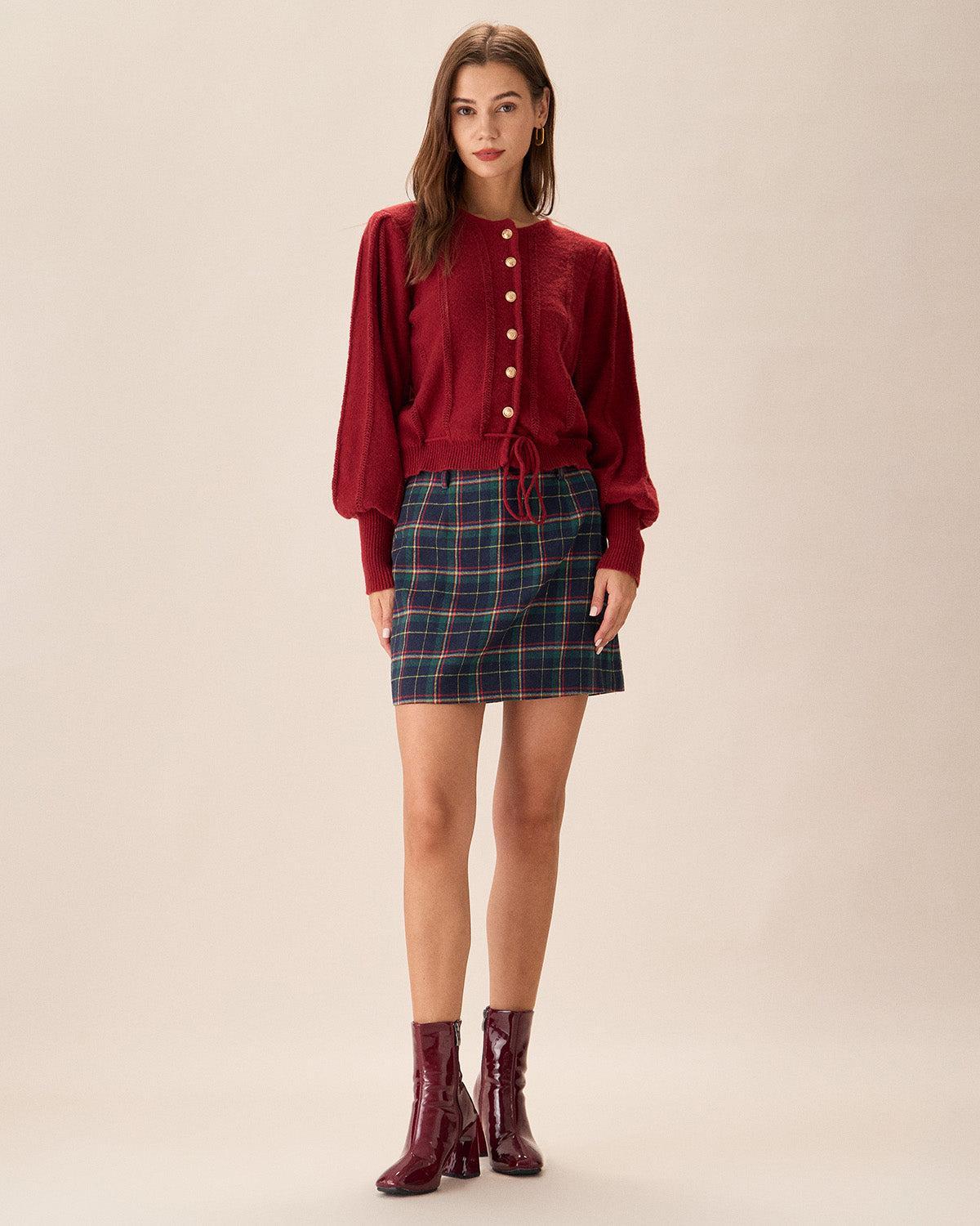 Red Lantern Sleeve Single-Breasted Cardigan Product Image